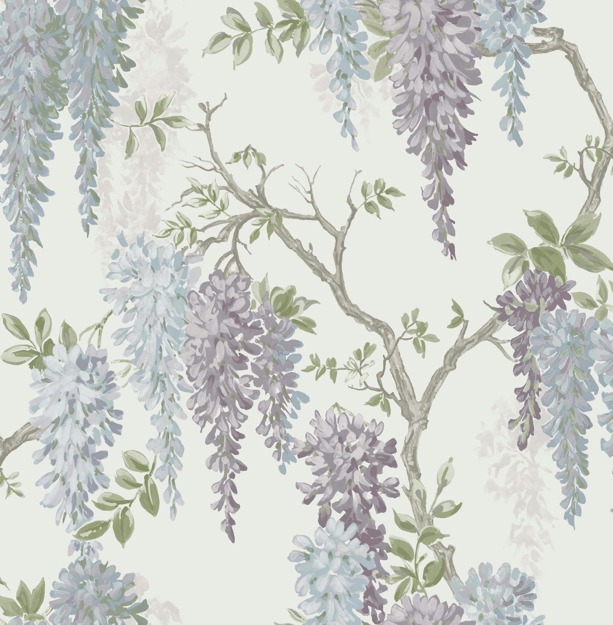Laura Ashley Wisteria Garden Wallpaper - Pale Iris - 10M
