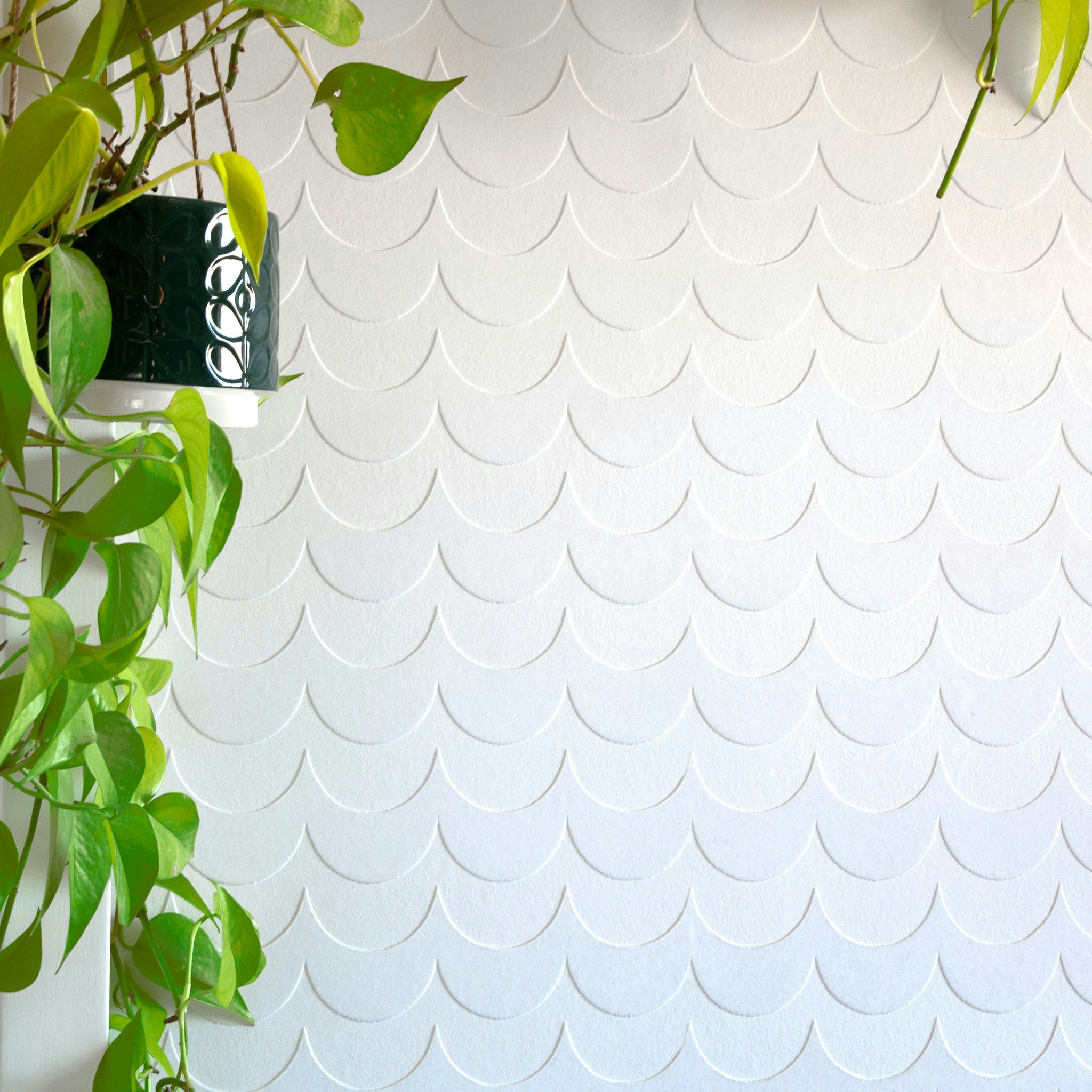 Erica Wakerly White Scoop Flock Wallpaper - 10M Roll