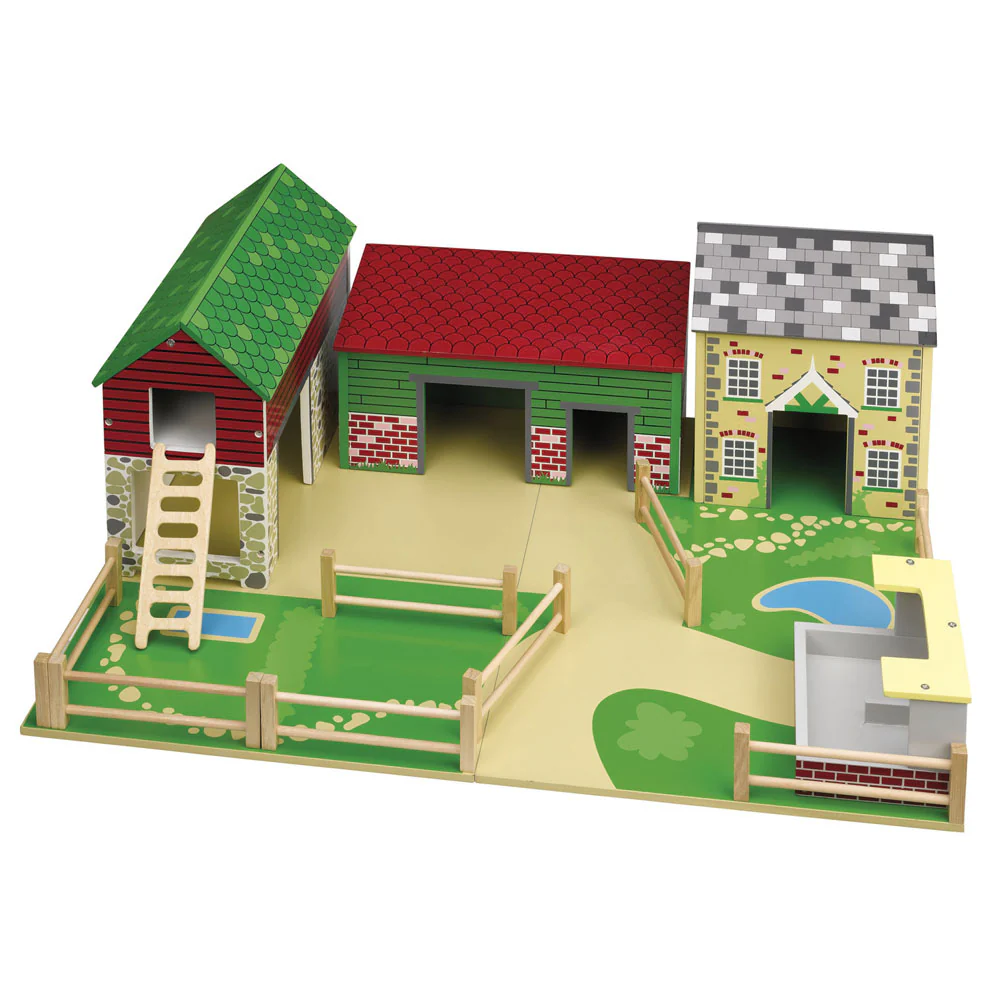 Tidlo Wooden Oldfield Farm Playset Including Barn, House And Animal Shed