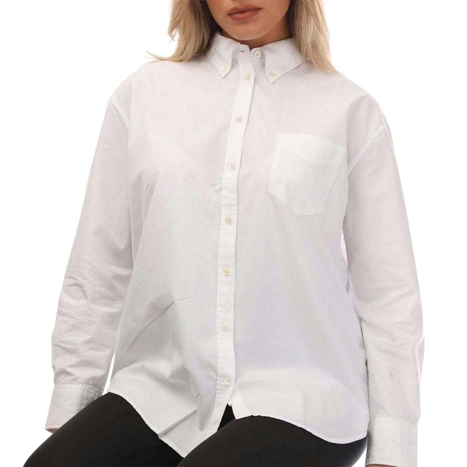 Gant Women's White Cotton Poplin Long-Sleeved Shirt - Xxl - 100% Cotton
