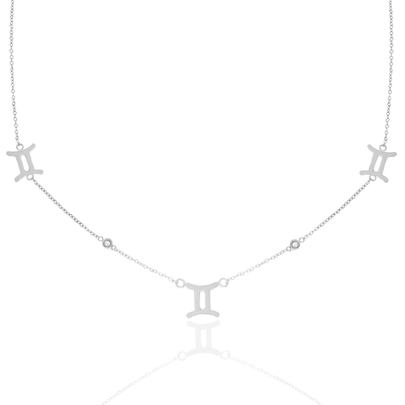 Say It With Silver/Yellow/Gold Gemini Necklace With Cz Stones - Plated