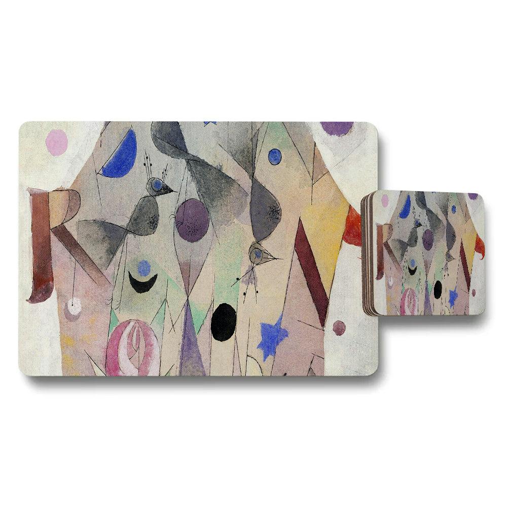 Benjamin Tate Design Pastel Abstract Art Placemats And Coaster Set For Dining Table