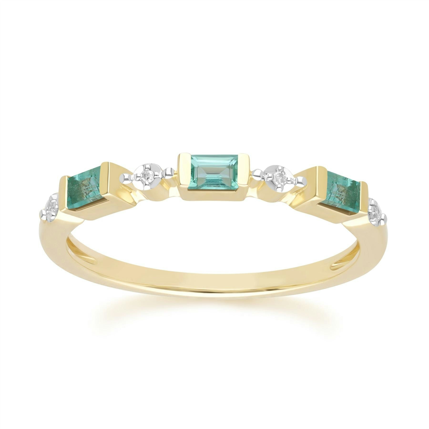 Gemondo Yellow/Gold Classic Baguette Emerald & Diamond Eternity Ring In 9Ct - M