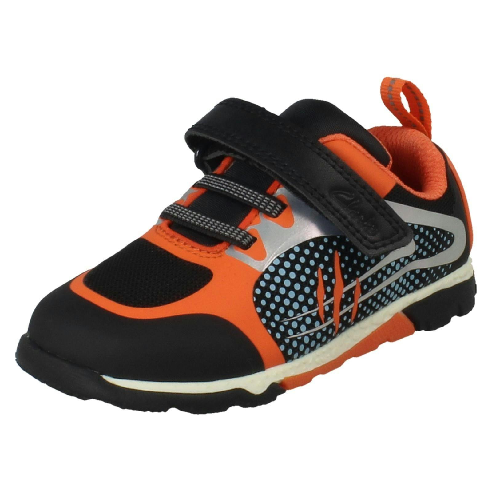 Clarks Boys Black/Orange Dinosaur Detail Casual Trainers Steggy2 Fly - (Toddler) - Uk 5 Infant - F