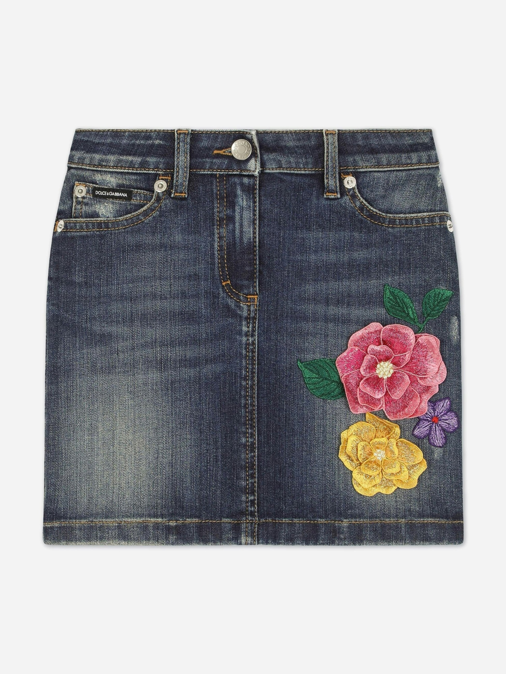 Dolce & Gabbana Kids Girls Blue Dolce & Gabbana Denim Skirt In - 10 Yrs