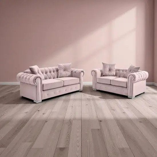 Rackhams Pink Roma Chesterfield 3+2 Sofa Set