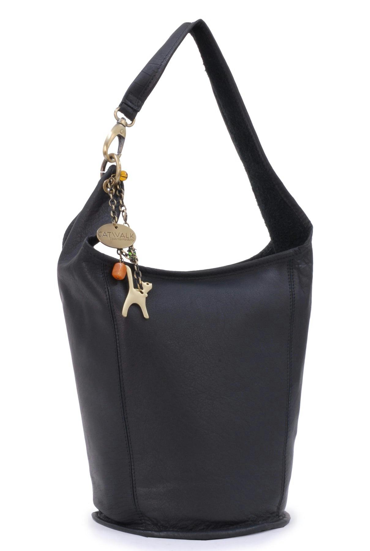 Catwalk Collection Handbags Black Glastonbury - Bucket Bag