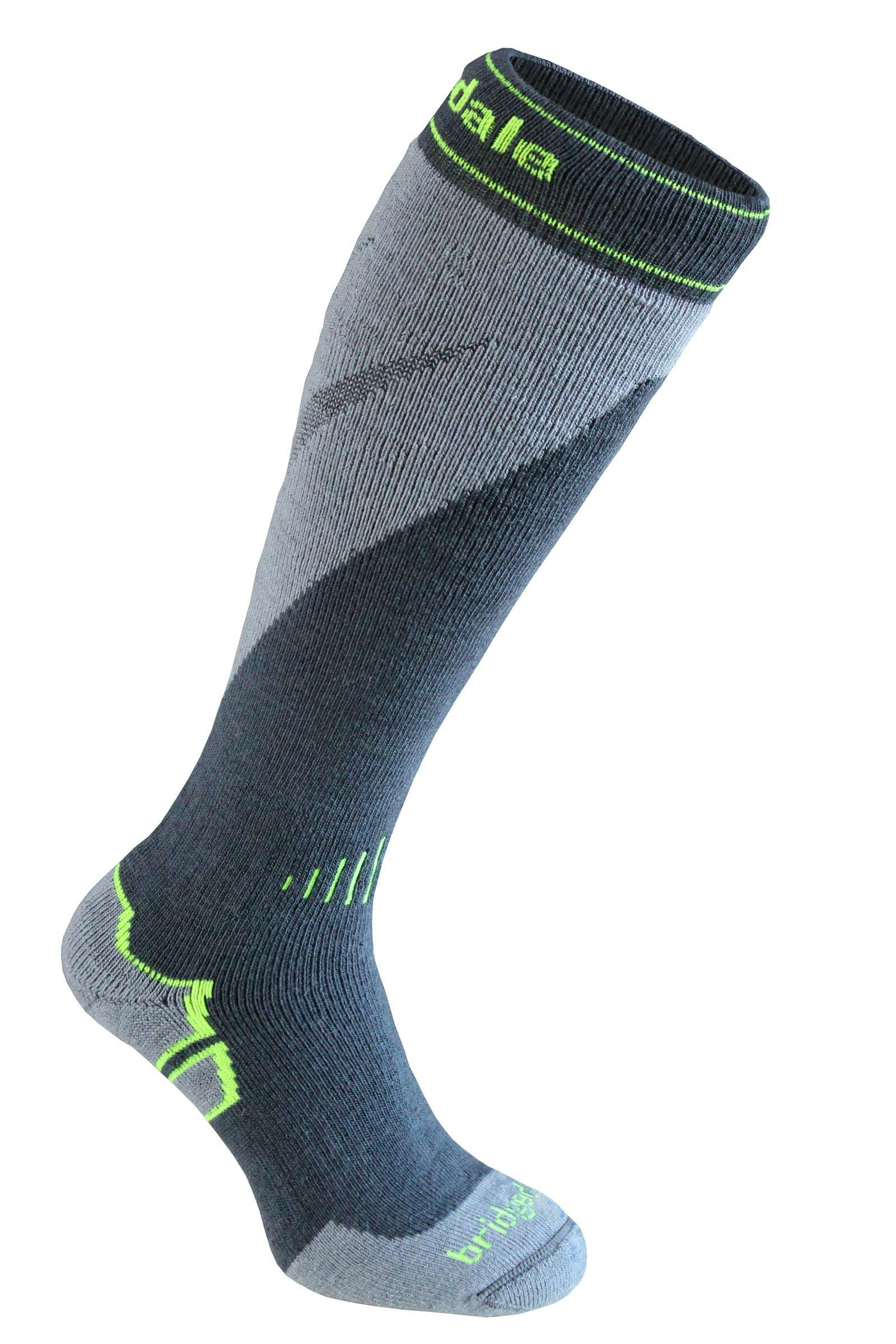 Bridgedale Men's Grey Socks Midweight Merino Performance Endurance Ski Socks {Br-710545} - Gunmetal /Stone - Medium