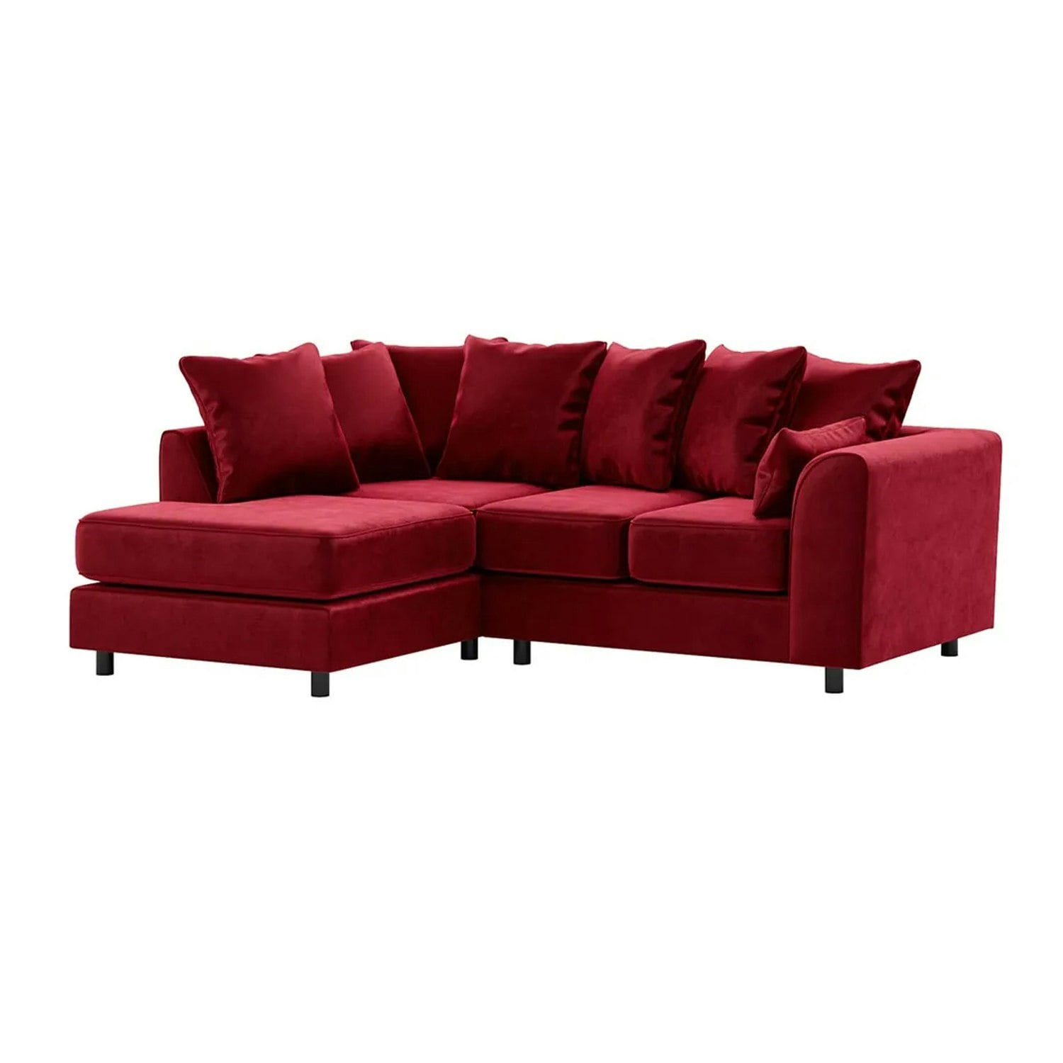 Rackhams Red Brooklyn Full Foam Plush Velvet Corner Sofa - Left Hand Facing