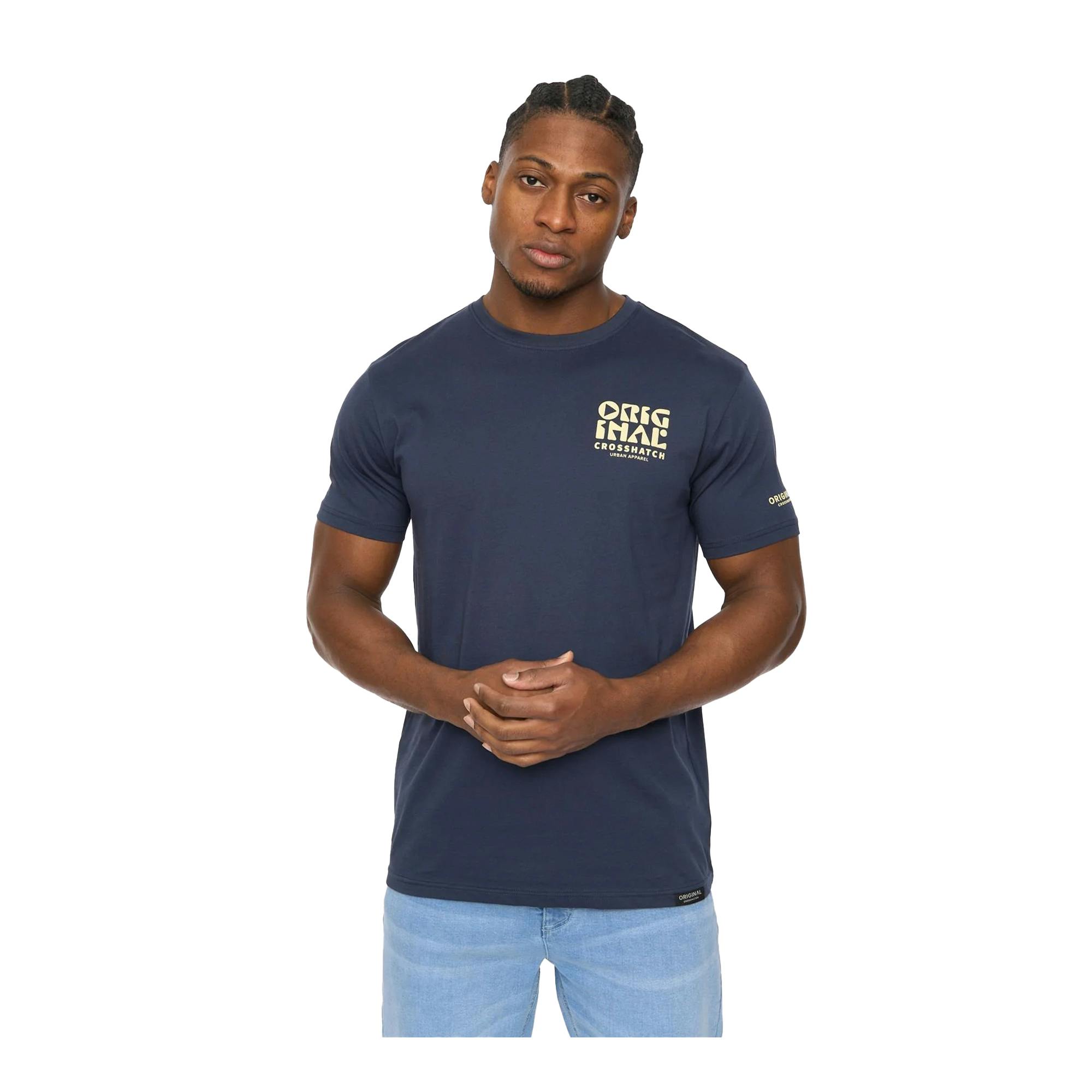 Crosshatch Men's Wellmoores T-Shirt - Navy - L - Navy - 100% Cotton
