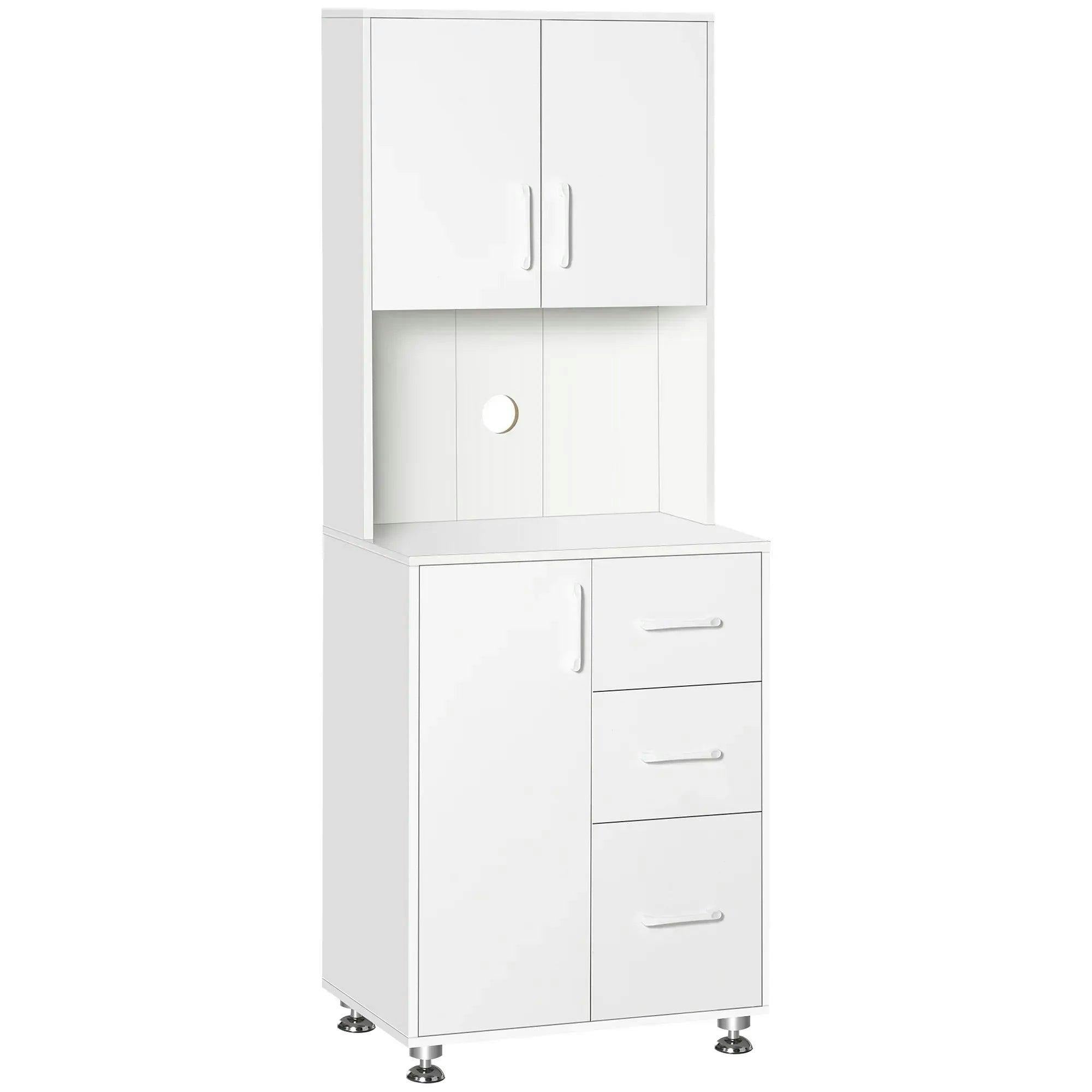 Rackhams White Modern Kitchen Cupboard With Storage Cabinets, 3 Drawers And Open Countertop For Living Room, - Image 5