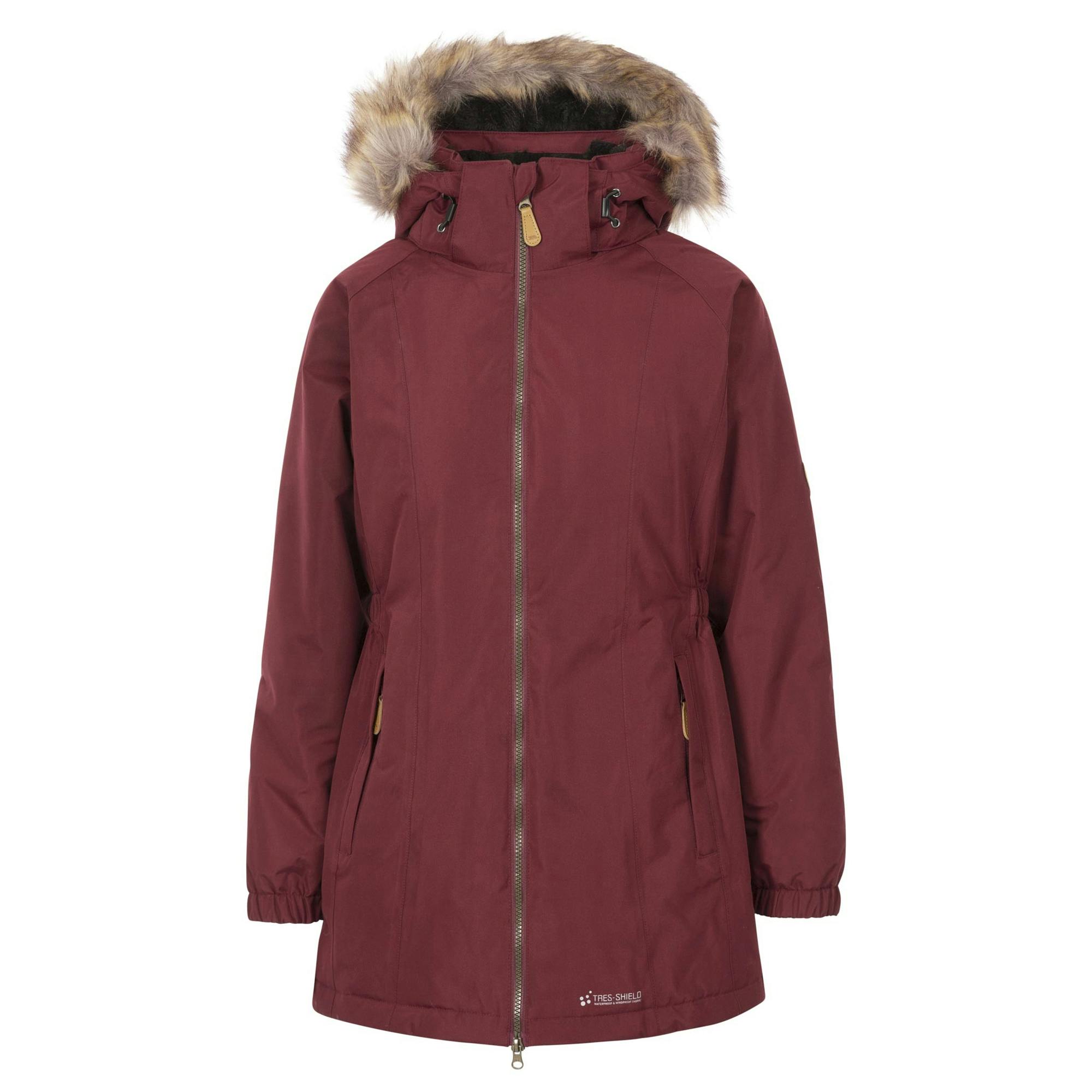 Trespass Women's Dark Celebrity Insulated Longer Length Fleeced Lined Parka Jacket - Cherry - Cherry - Xs - 100% Polyester