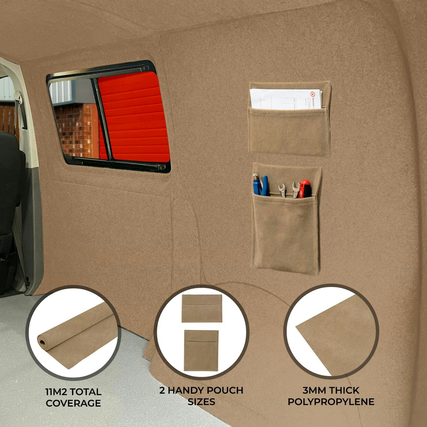 Monstershop Beige Van Carpet Lining & Storage Pouches