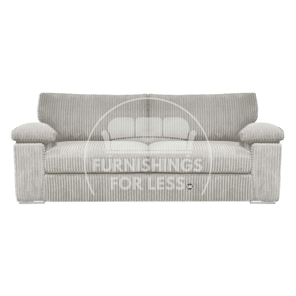 Furnishings For Less Silver Delta Full Jumbo Cord 3 Seater Sofa