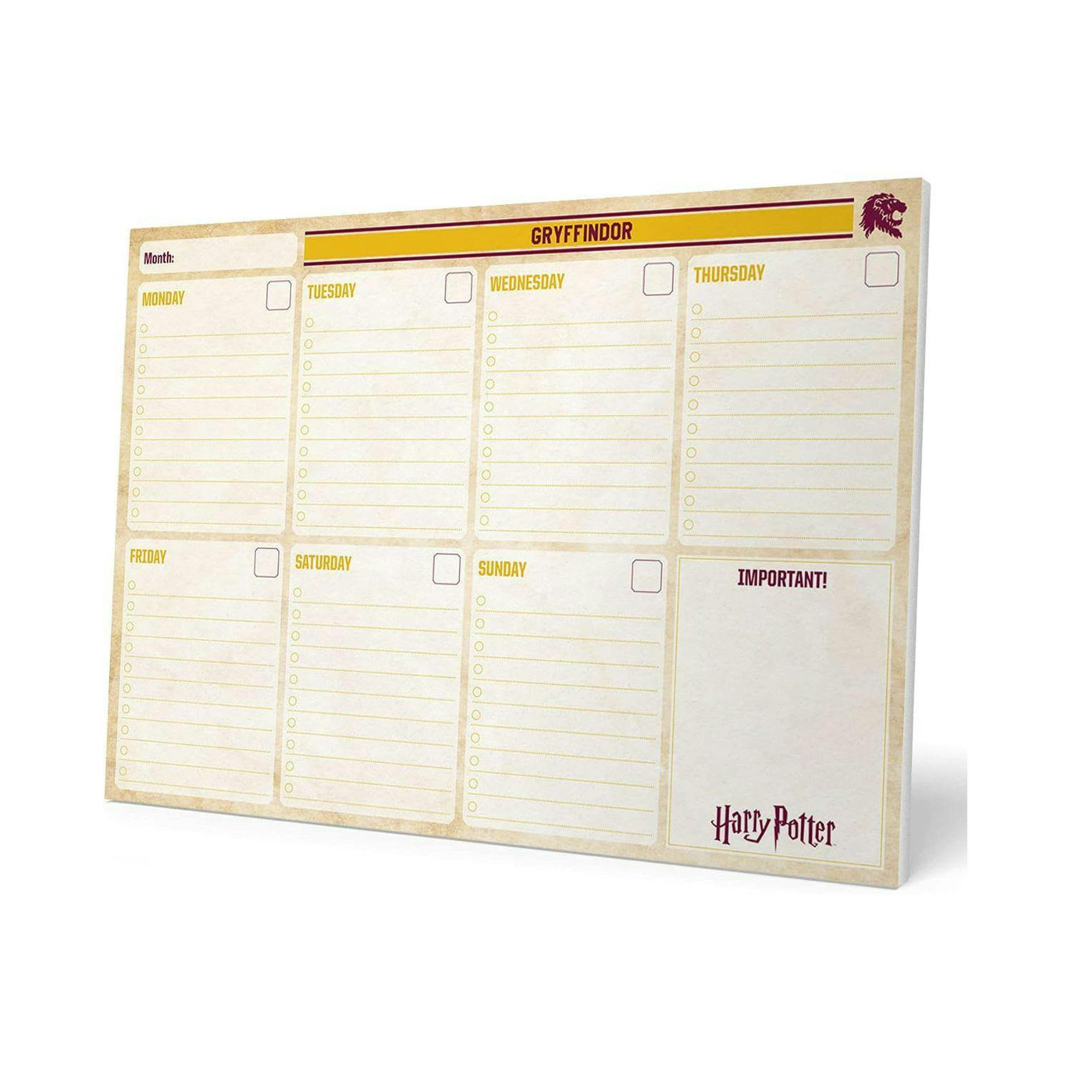 Rackhams Beige Harry Potter Gryffindor A4 Weekly Notepad Planner - Notepad Planner - A4