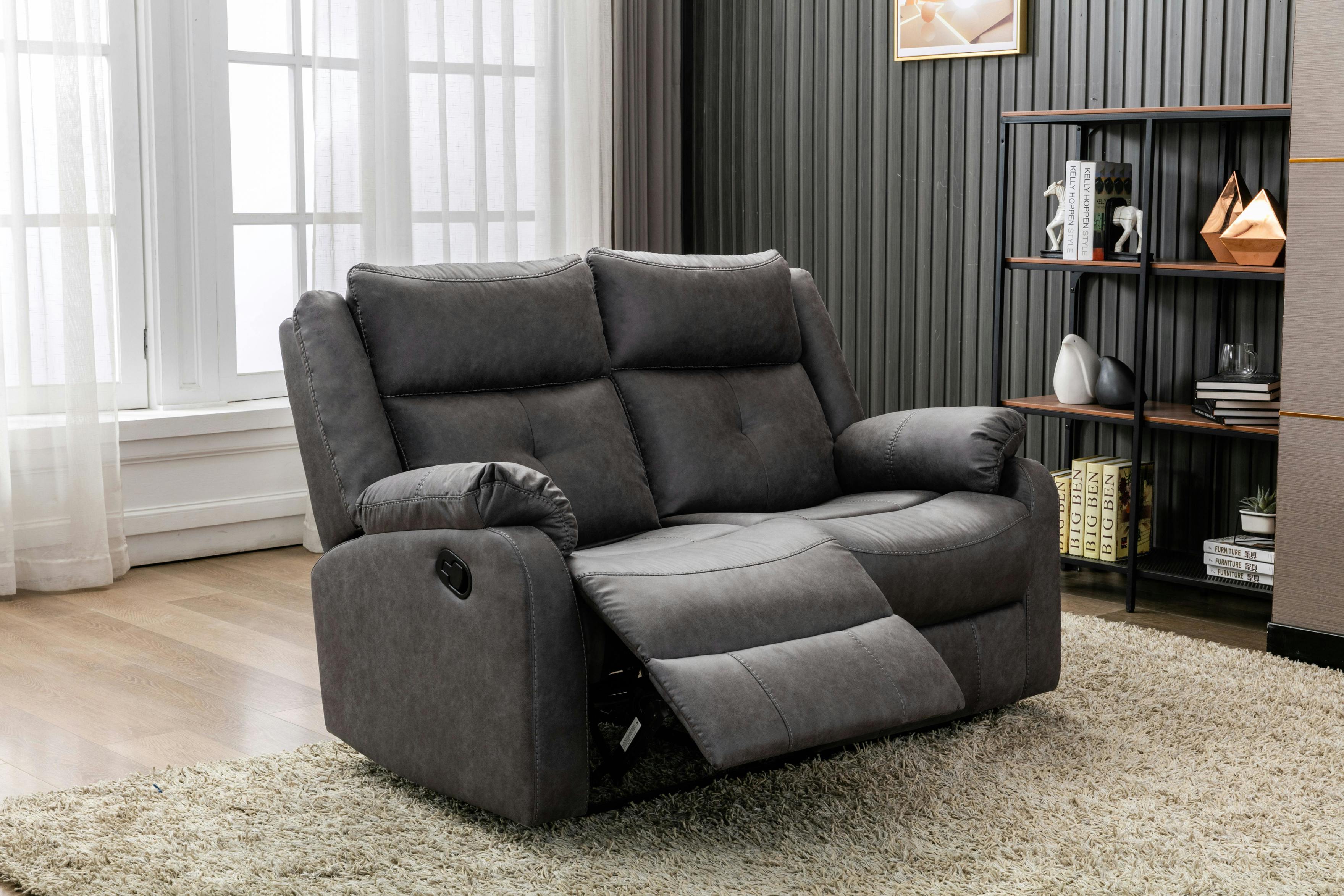Rackhams Grey Bentley Manual Recliner 2 Seater Sofa - Anchor