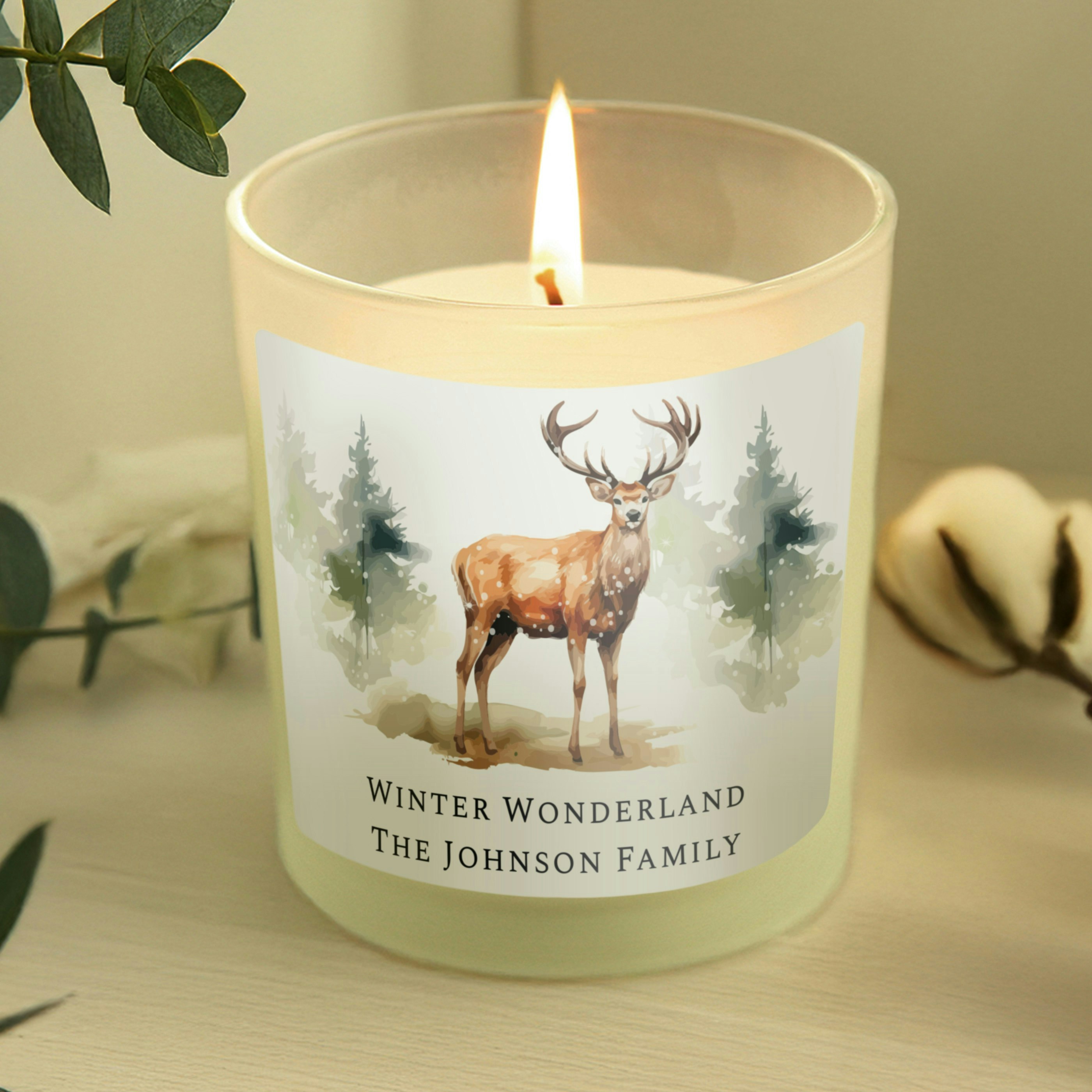 Rackhams Personalised Watercolour Stag Candle Jar