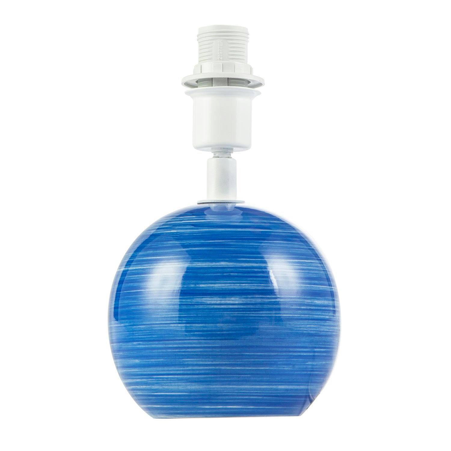 Happy Homewares Blue/White And Ceramic Gloss Table Lamp Base With Tiltable Lamp Holder