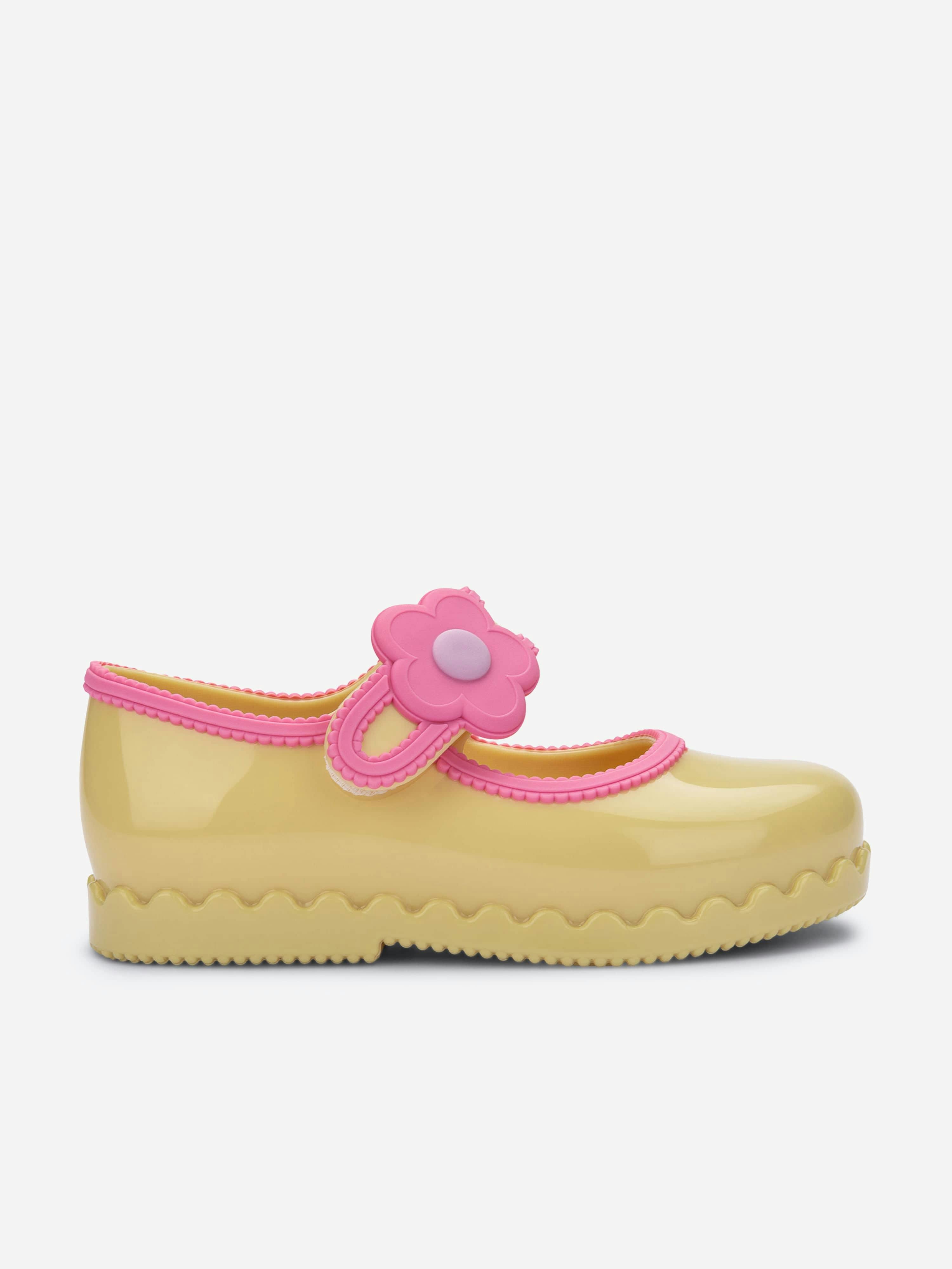 Mini Melissa Girls Yellow Hip Ballerina Shoes In - Eu 22 - 23 Uk 6