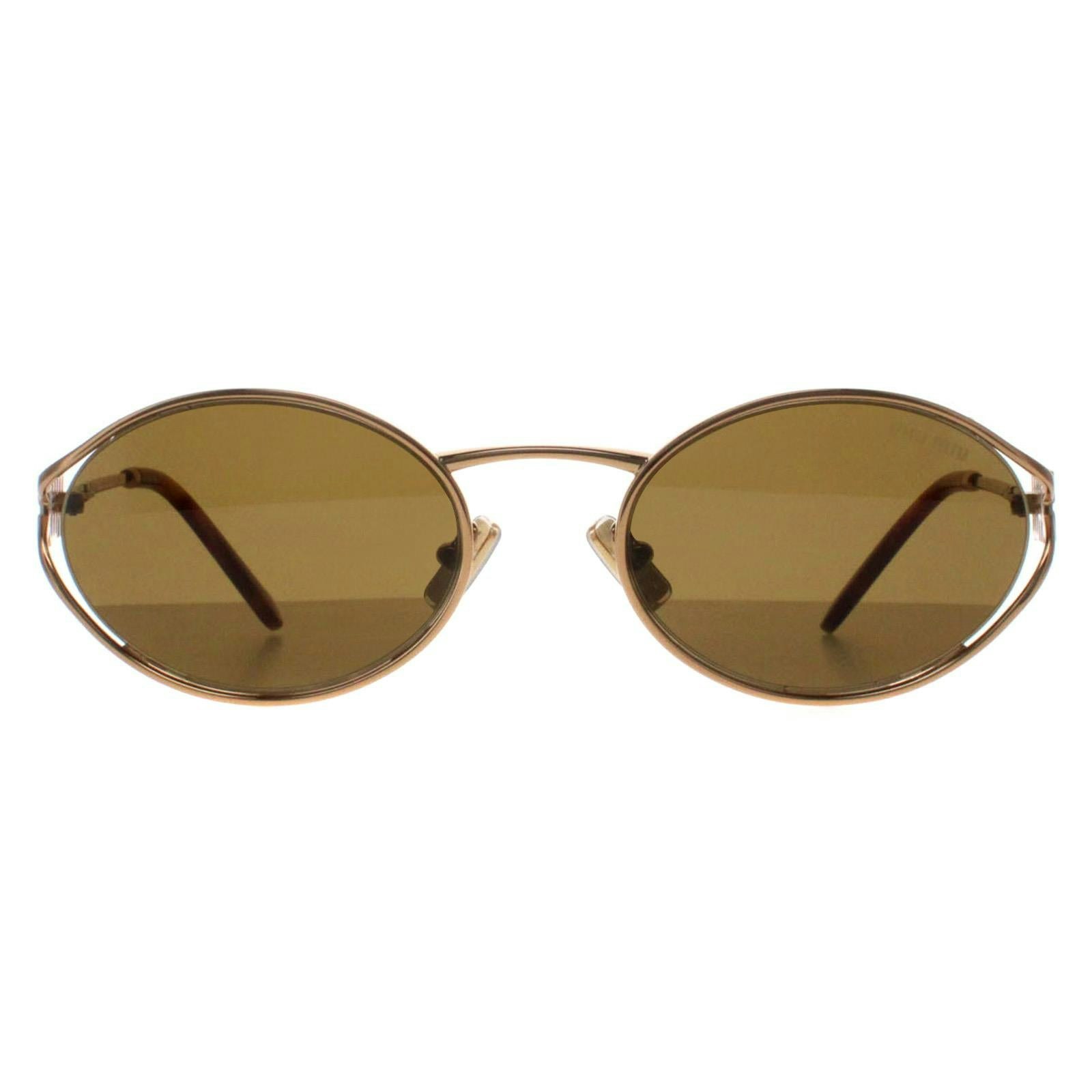 Miu Miu Sunglasses MU52YS 7OE01T Brass Gold Dark Brown - Image 11