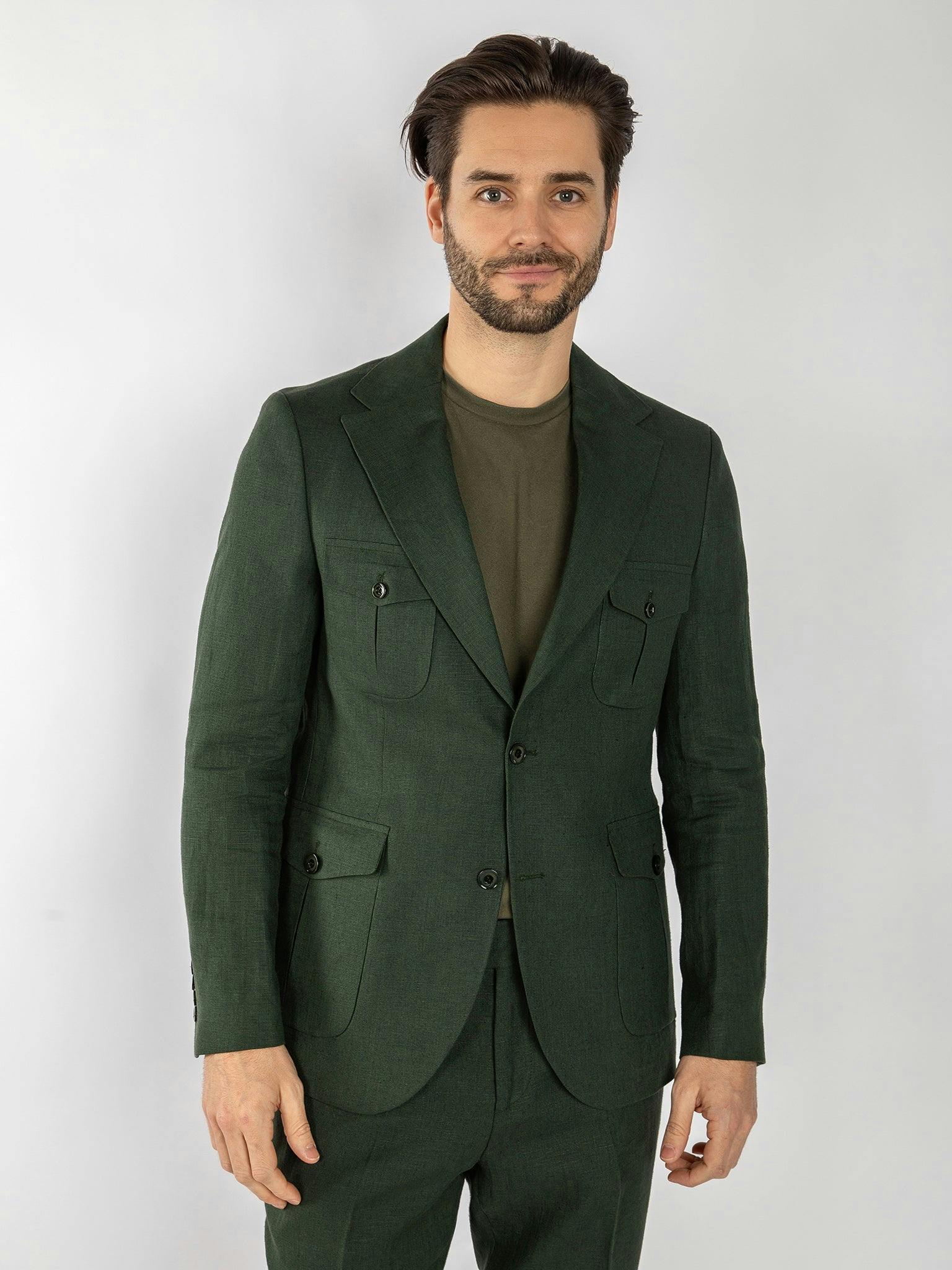 Claudio Lugli Green Casual Linen Suit - 42 Uk/ 52 Eu