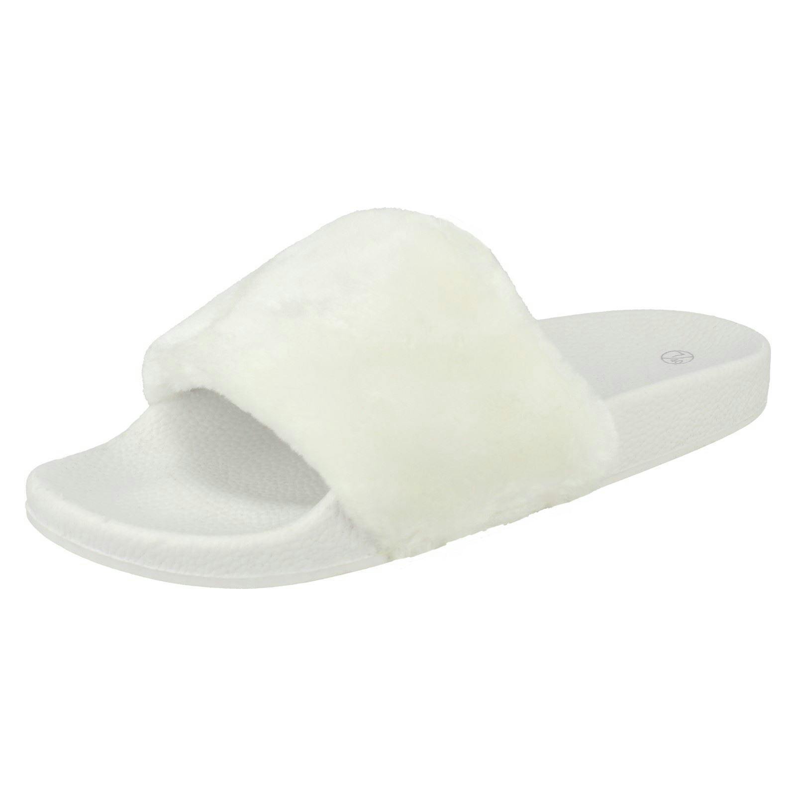 Spot On Women's White Flat Slip On Mule Sandals - Uk 7