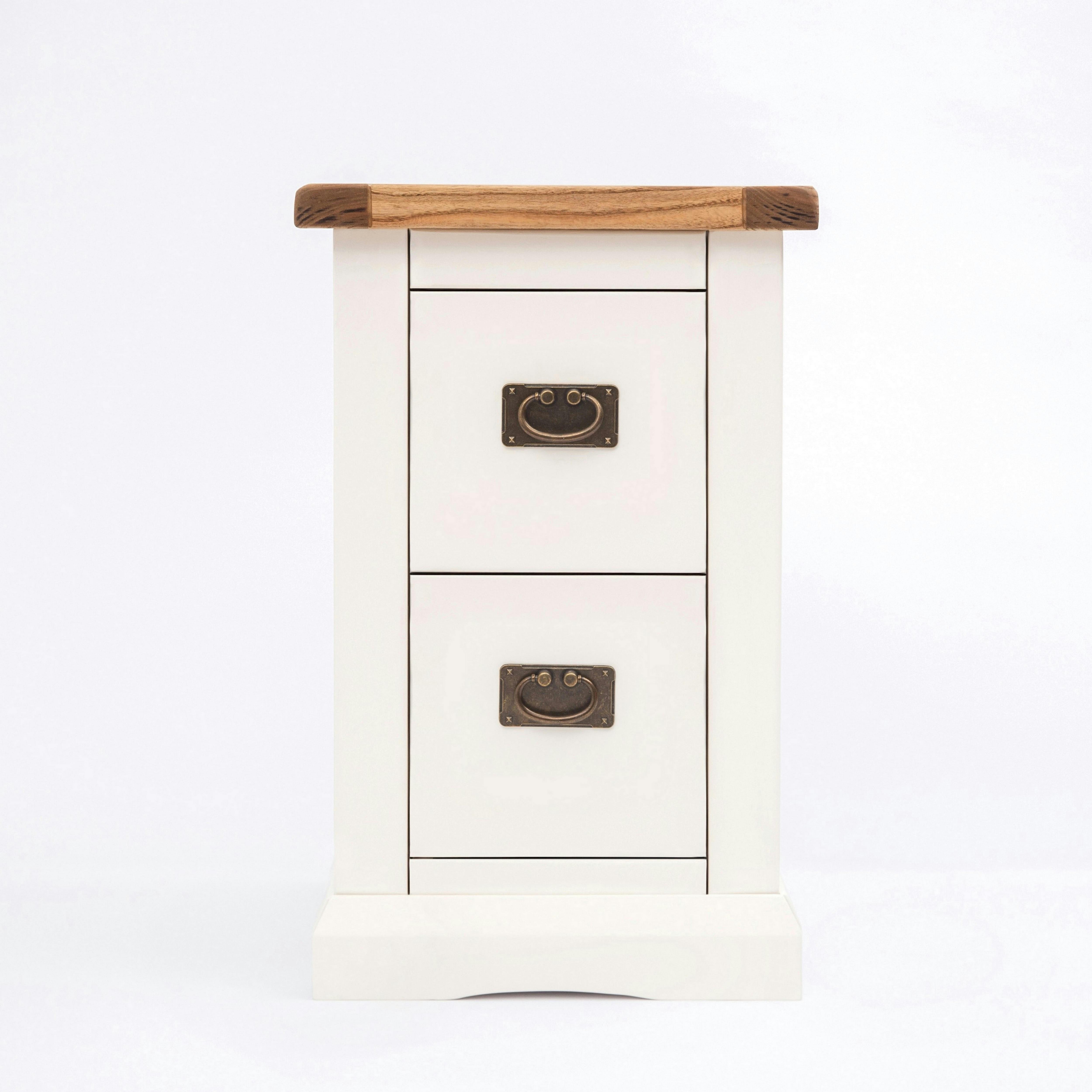 Cabinet Bits White Cosenza 2 Drawer Petite Bedside Table - Off
