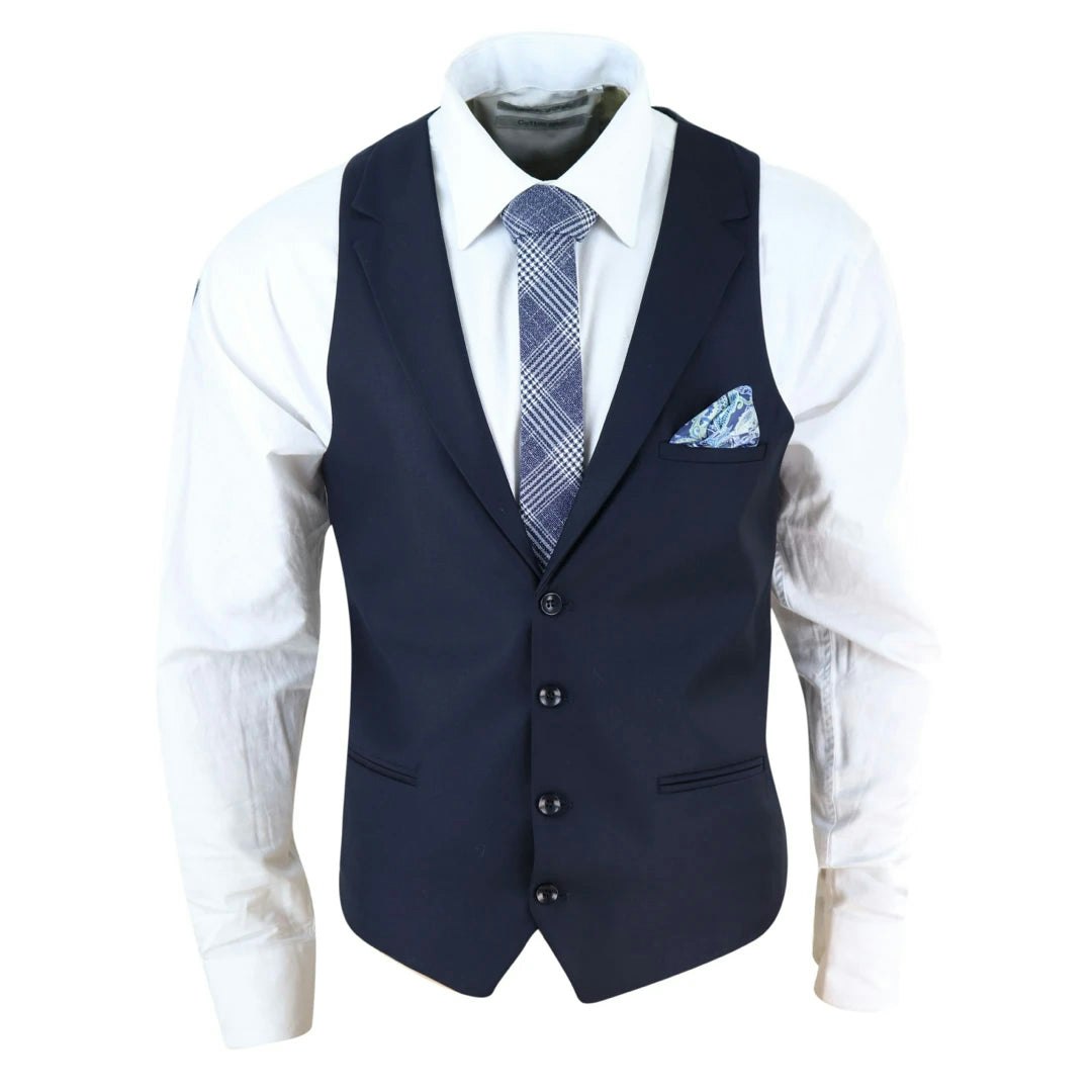 Truclothing Men's Waistcoat Herringbone Check 1920S Blinders Gatsby - Navy - 36