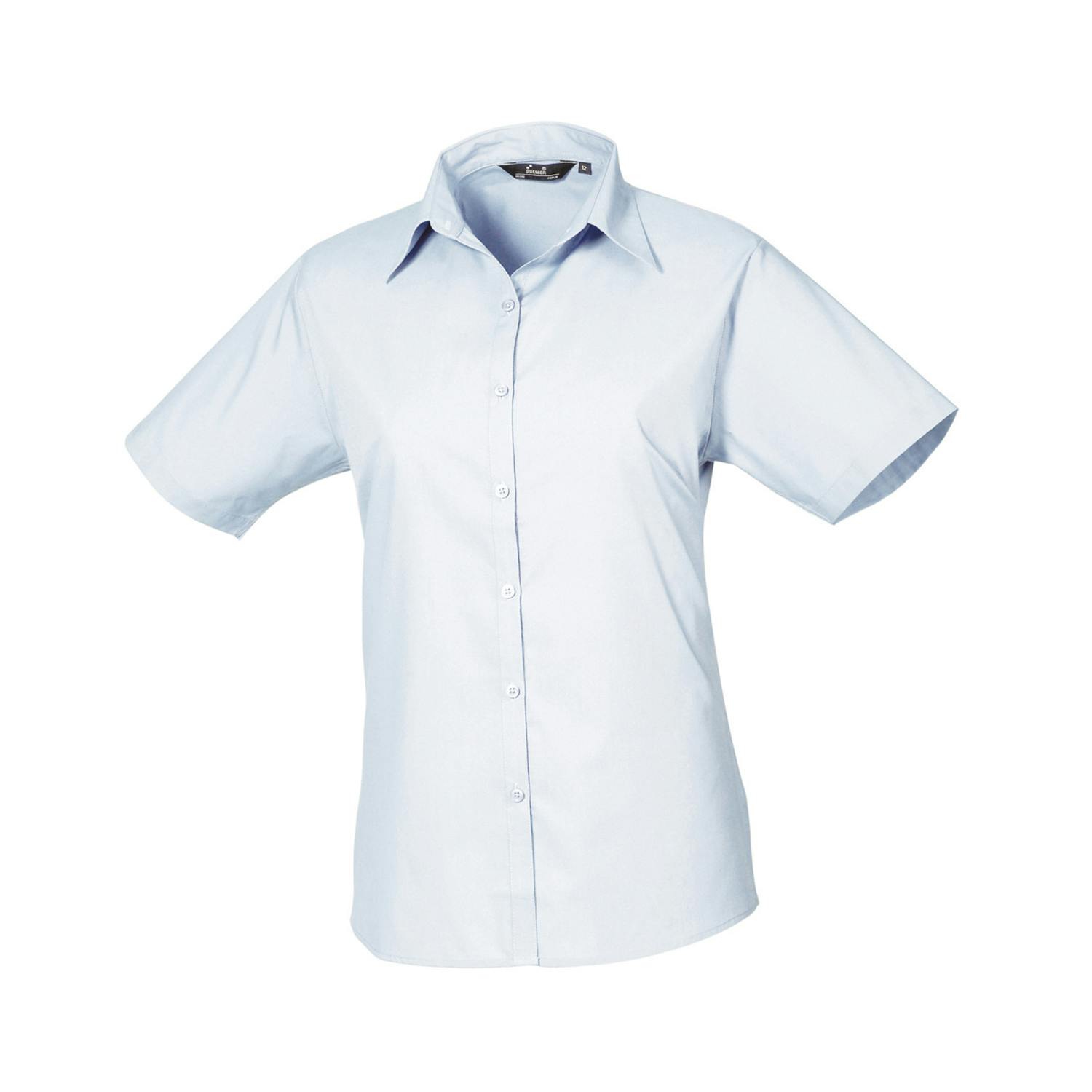 Premier (30 Uk, Light Blue) Womens/Ladies Poplin Short-Sleeved Blouse - Image 2