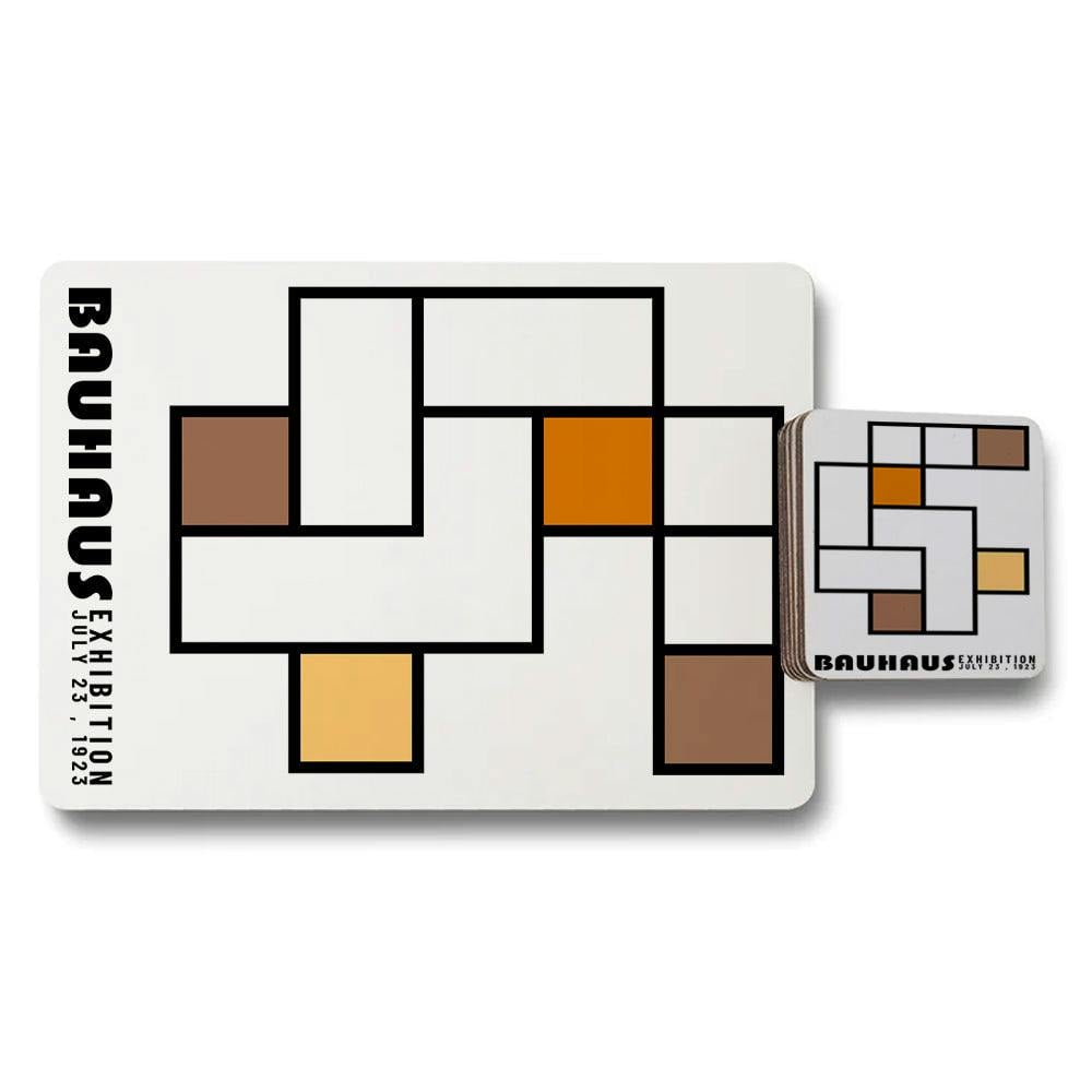 Rackhams Black Set Of 12 Placemats And Coasters With Abstract Geometric Art