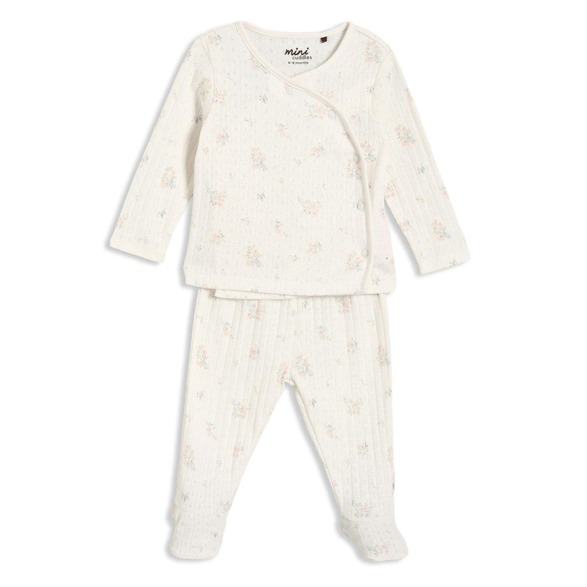 Mini Cuddles Women's White Baby Girls Floral Print 2Pc Set, Off - 3-6 Months