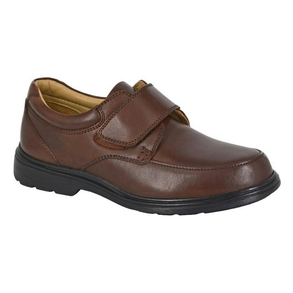 Roamers Men's Brown Leather Extra Wide Formal Shoes - 9 Uk - 100% Mixed
