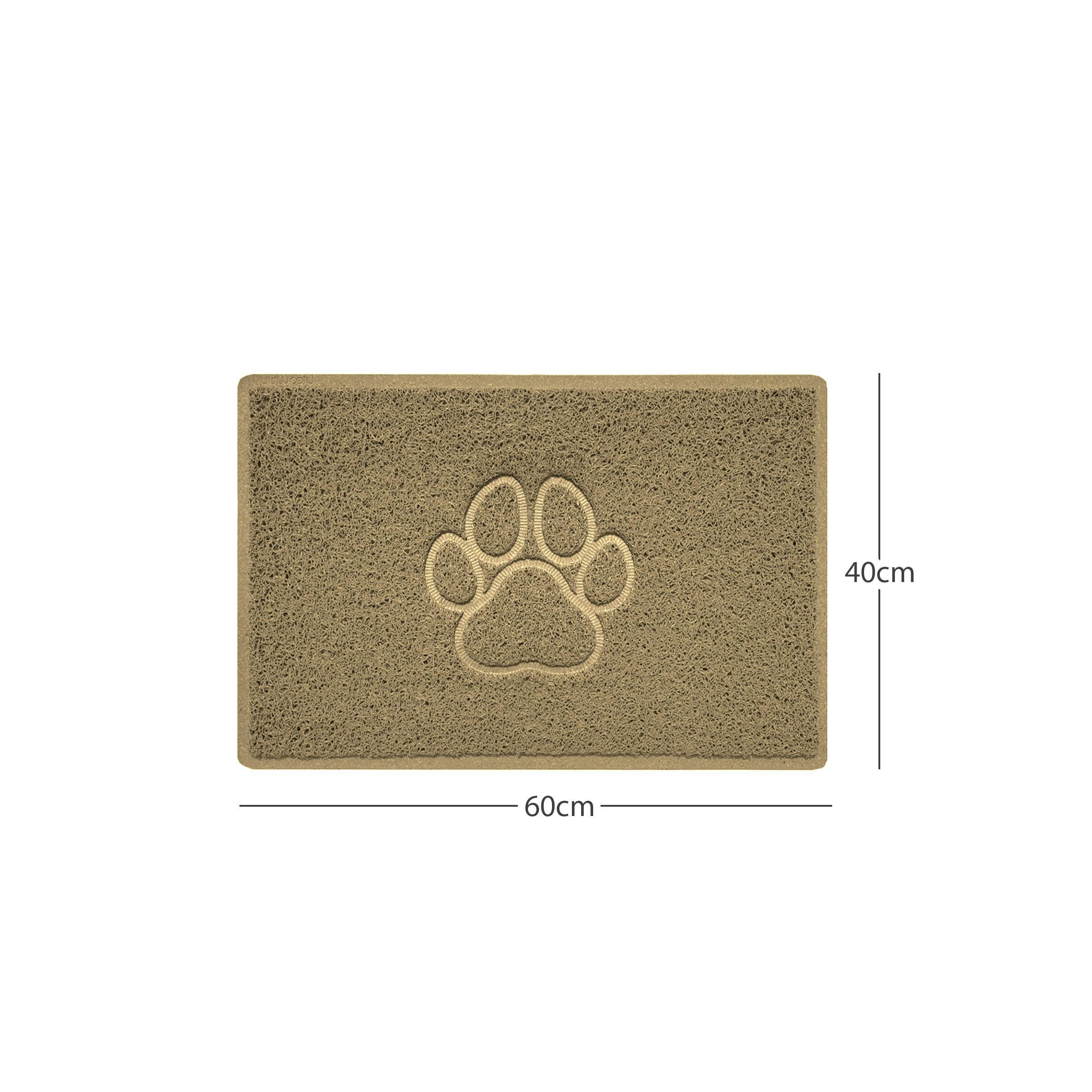 Rackhams Beige "Paw Print" Embossed Loofah Textured Spaghetti Door Mat - 60Cm X 40Cm - Yes (Suitable For Indoors)