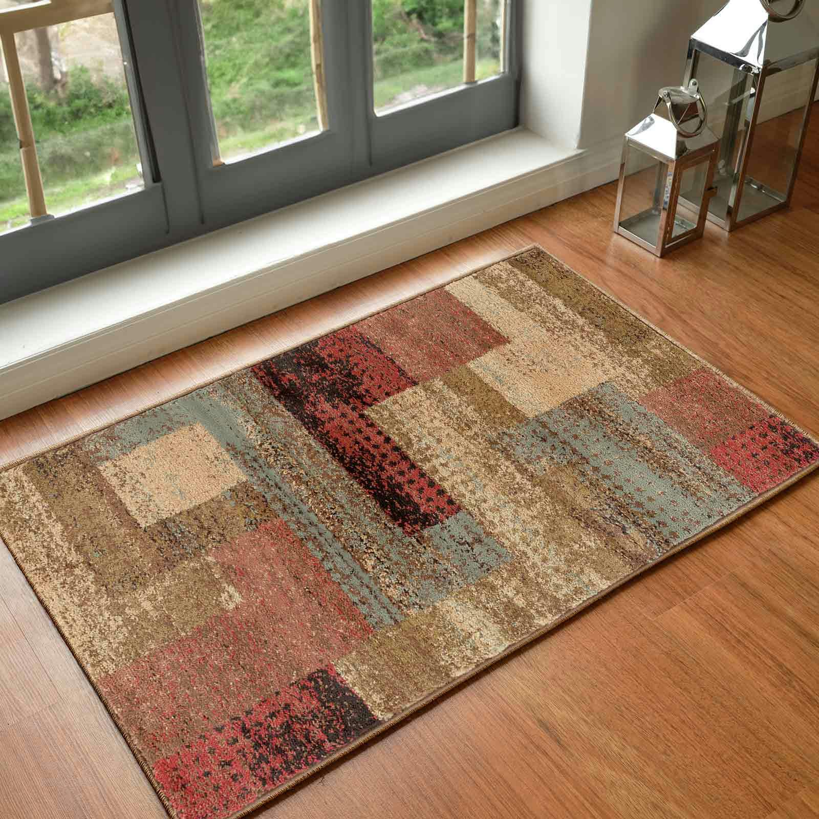 Photos - Area Rug Rackhams Riley-Modern Red Brown Grey Graphic Rug - 60 x 100 cm