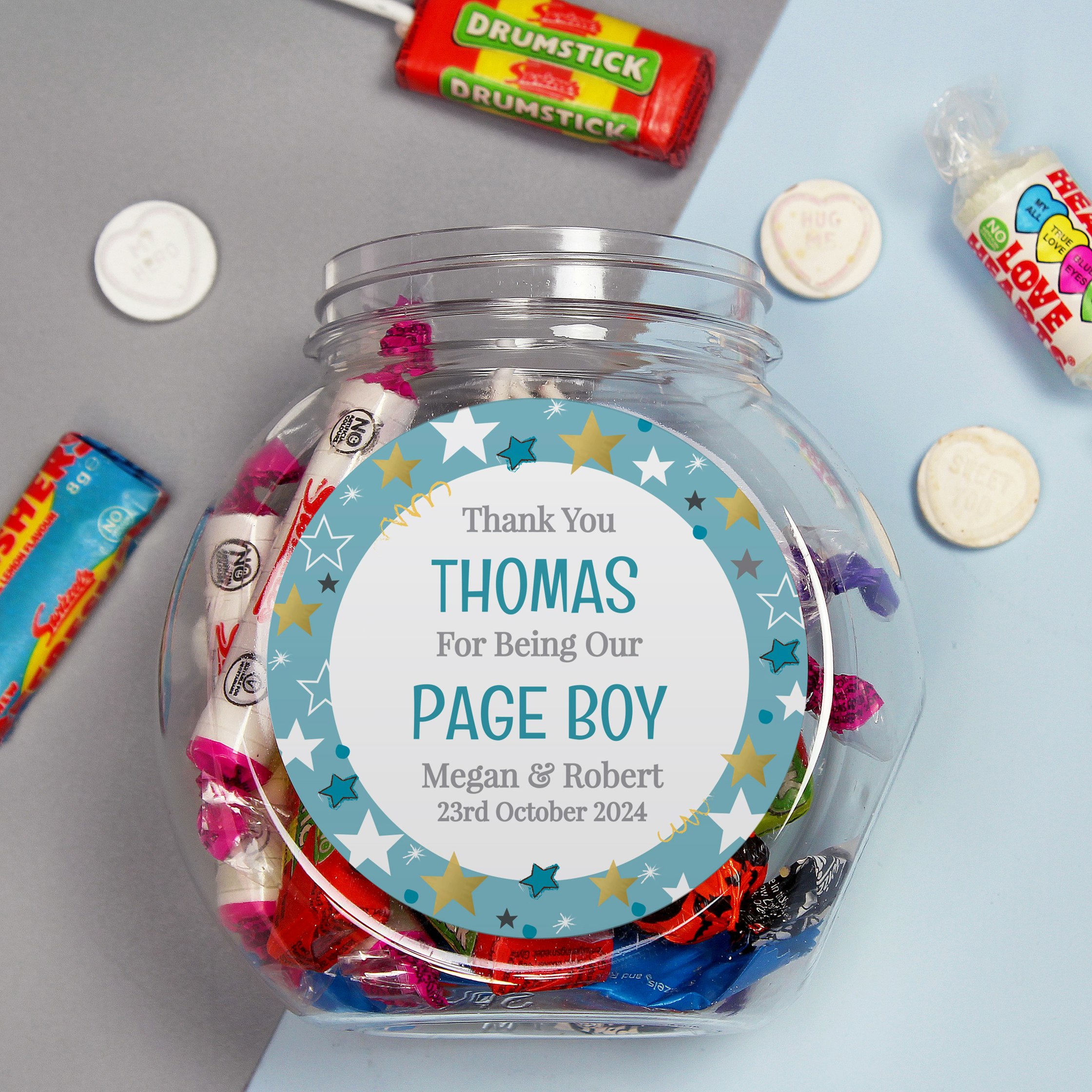 Personalised Memento Company Boys Black Personalised Page Sweet Jar