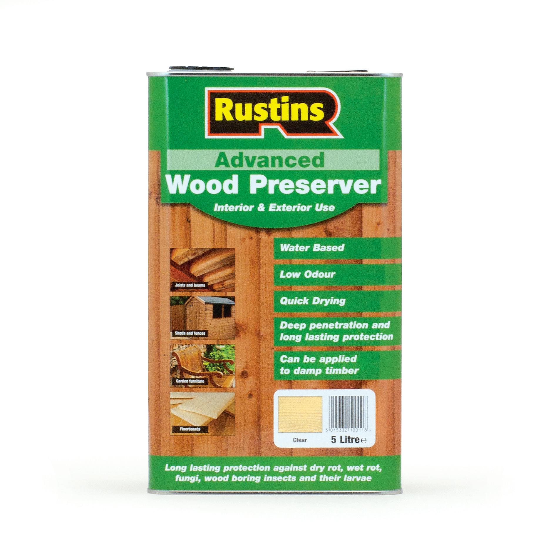 Rustins Advanced Wood Preserver Clear - 5L - Clear