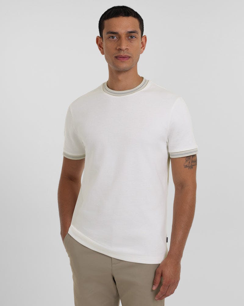Steel & Jelly White Hayes - Rib Detail T-Shirt - Off - Xl
