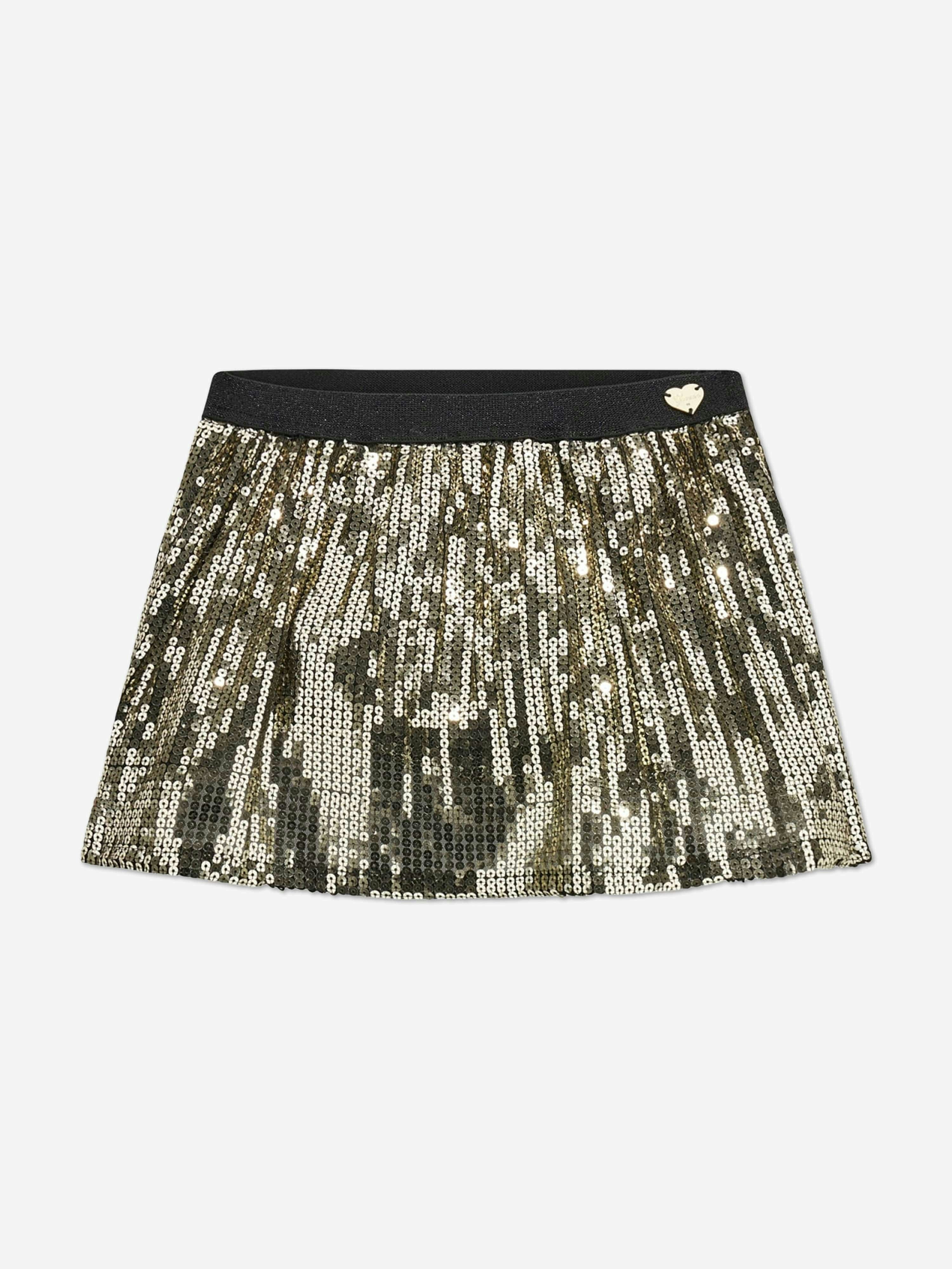 Guess Girls Gold Sequin Mini Skirt In - 2 Yrs