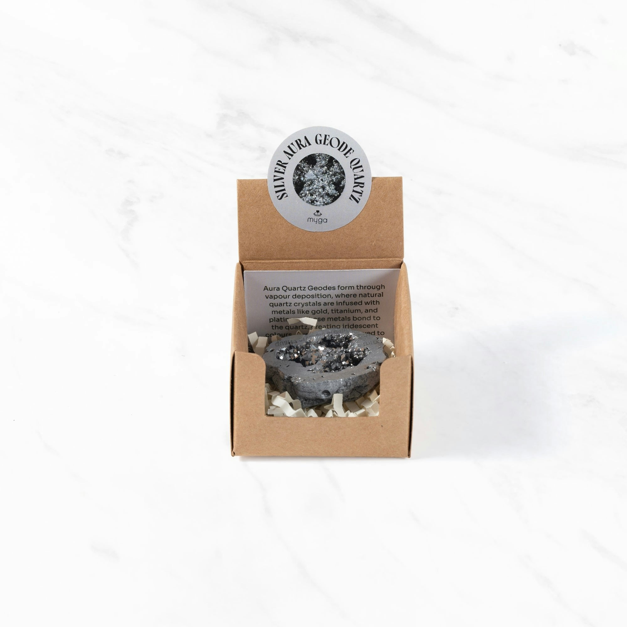 Myga Silver Aura Geode Quartz Crystals - Singles