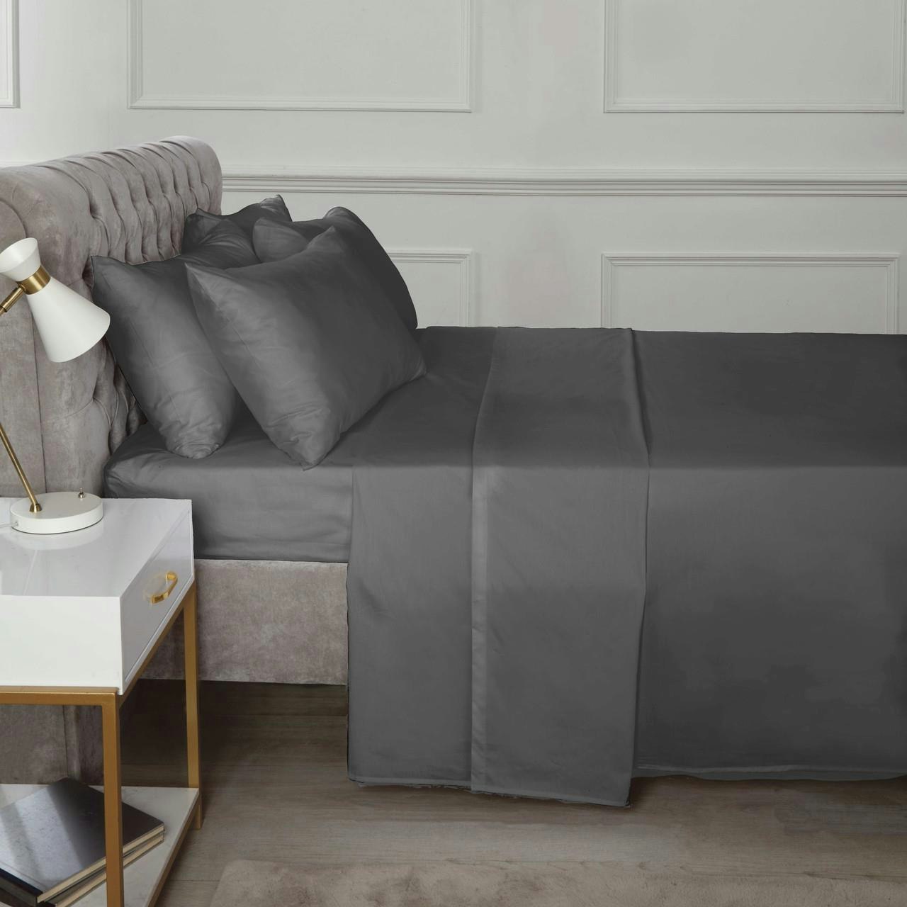 Rackhams Percale 10" Deep Fitted Sheet 180 Thread Count - Charcoal - King