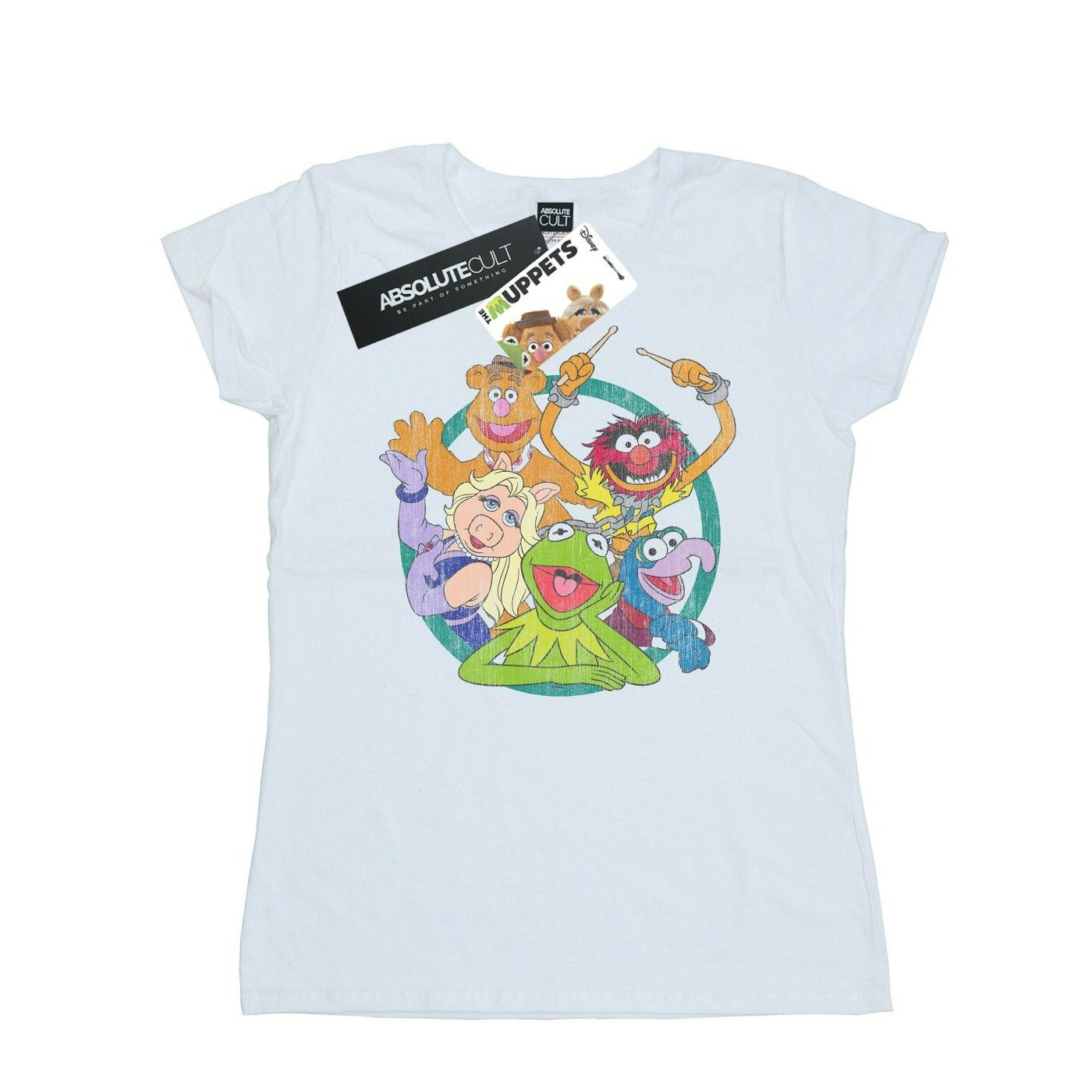 Disney Women's White / The Muppets Group Circle Cotton T-Shirt - Xxl