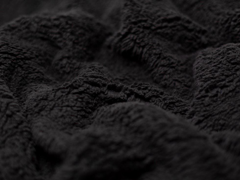 Minerva Black Core Range Lambskin Sherpa Fleece Fur Fabric - Plain Design Dressmaking Fabric, 150 Cm / 60" Wide - Per Metre