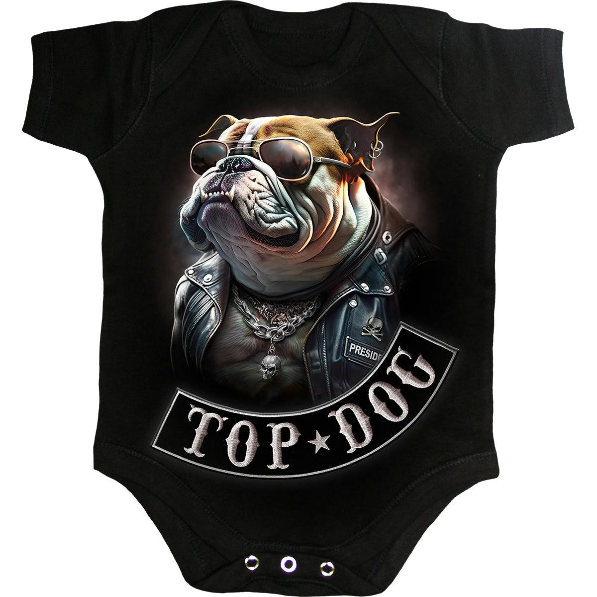 Spiral Direct Black Top Dog - Baby Sleepsuit - Xs - Digital
