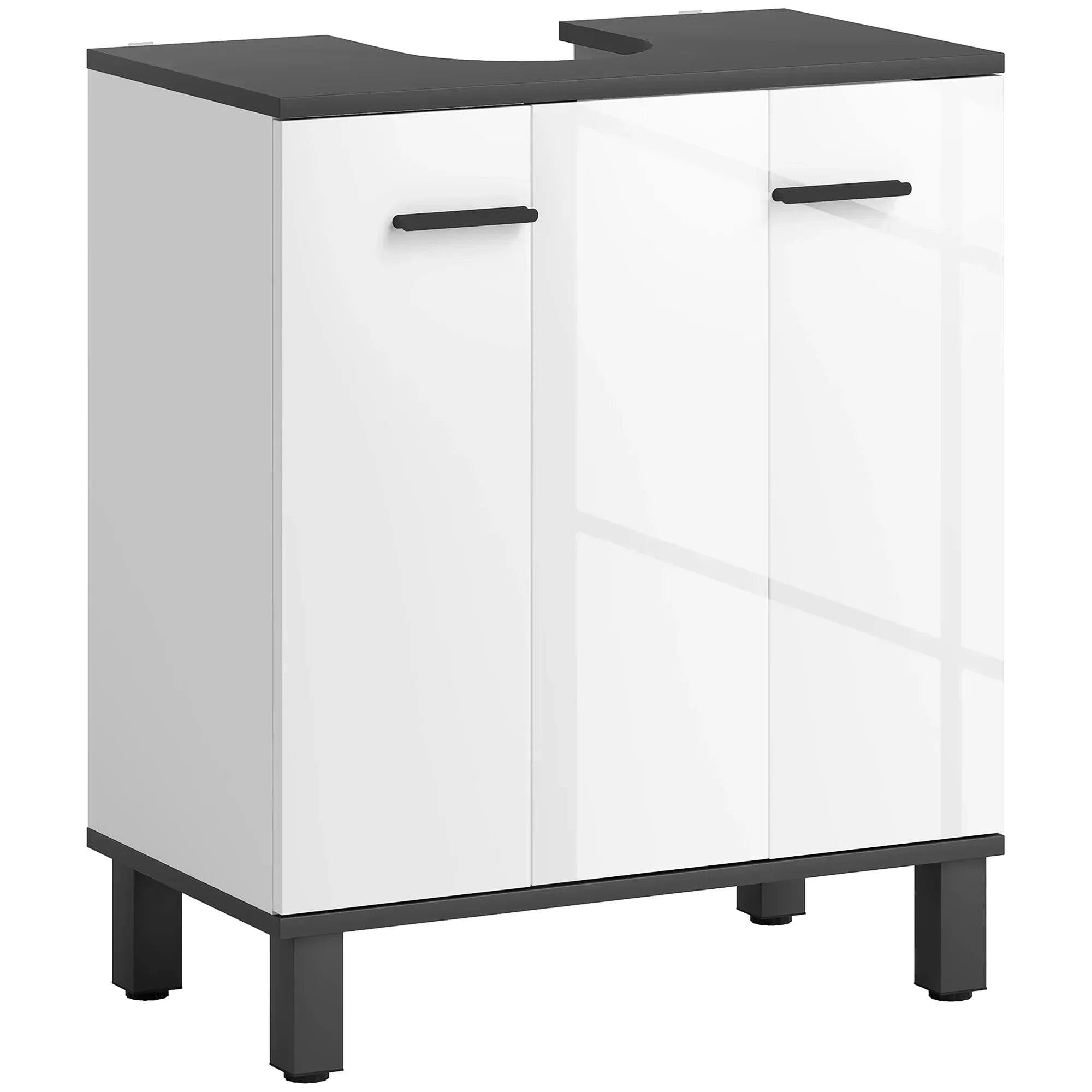 Rackhams White Bathroom Under Sink Cabinet With Adjustable Shelf High Gloss - High Gloss - Image 7