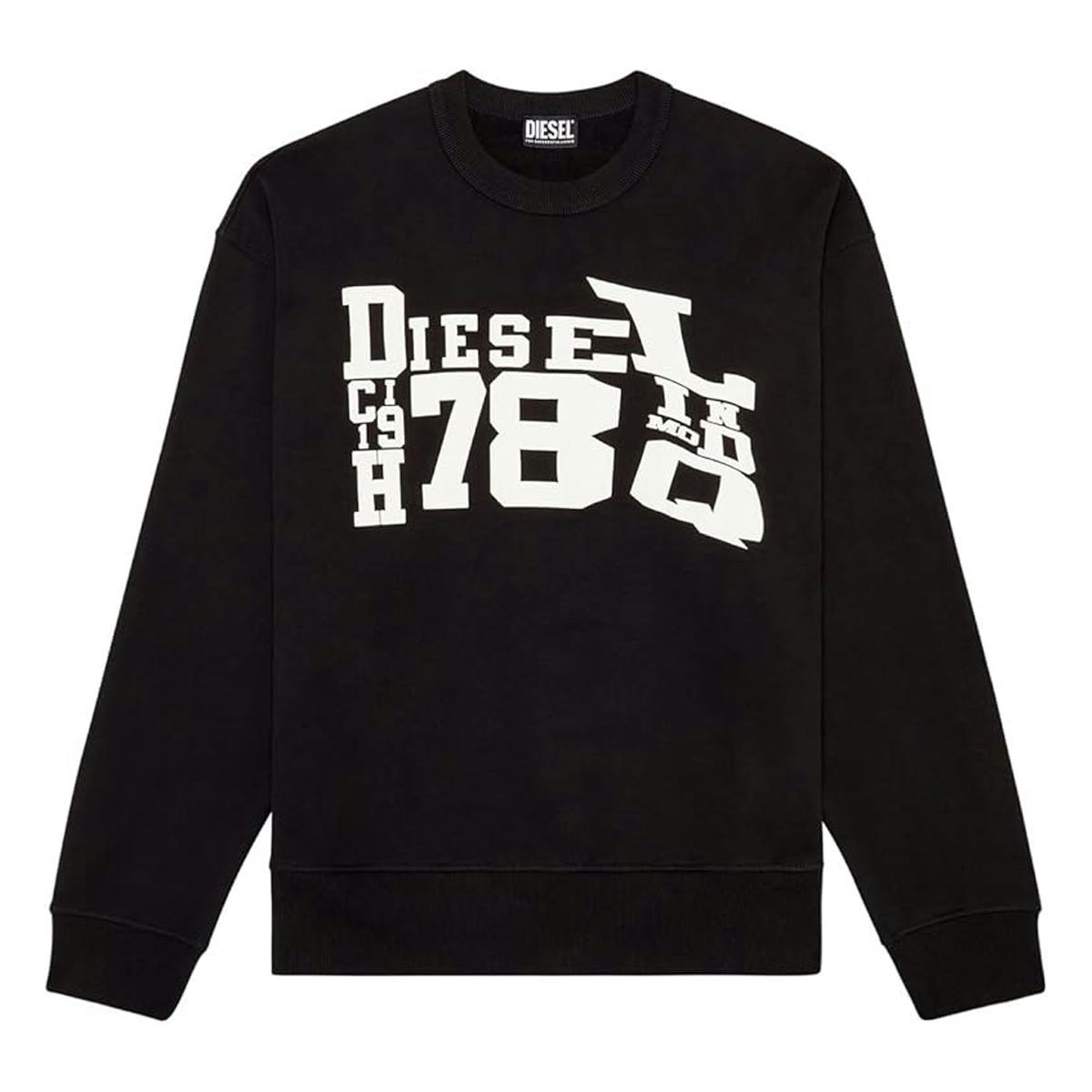 Diesel Unisex Black Adult Distorted Logo Sweatshirt - M - 100% Polyester