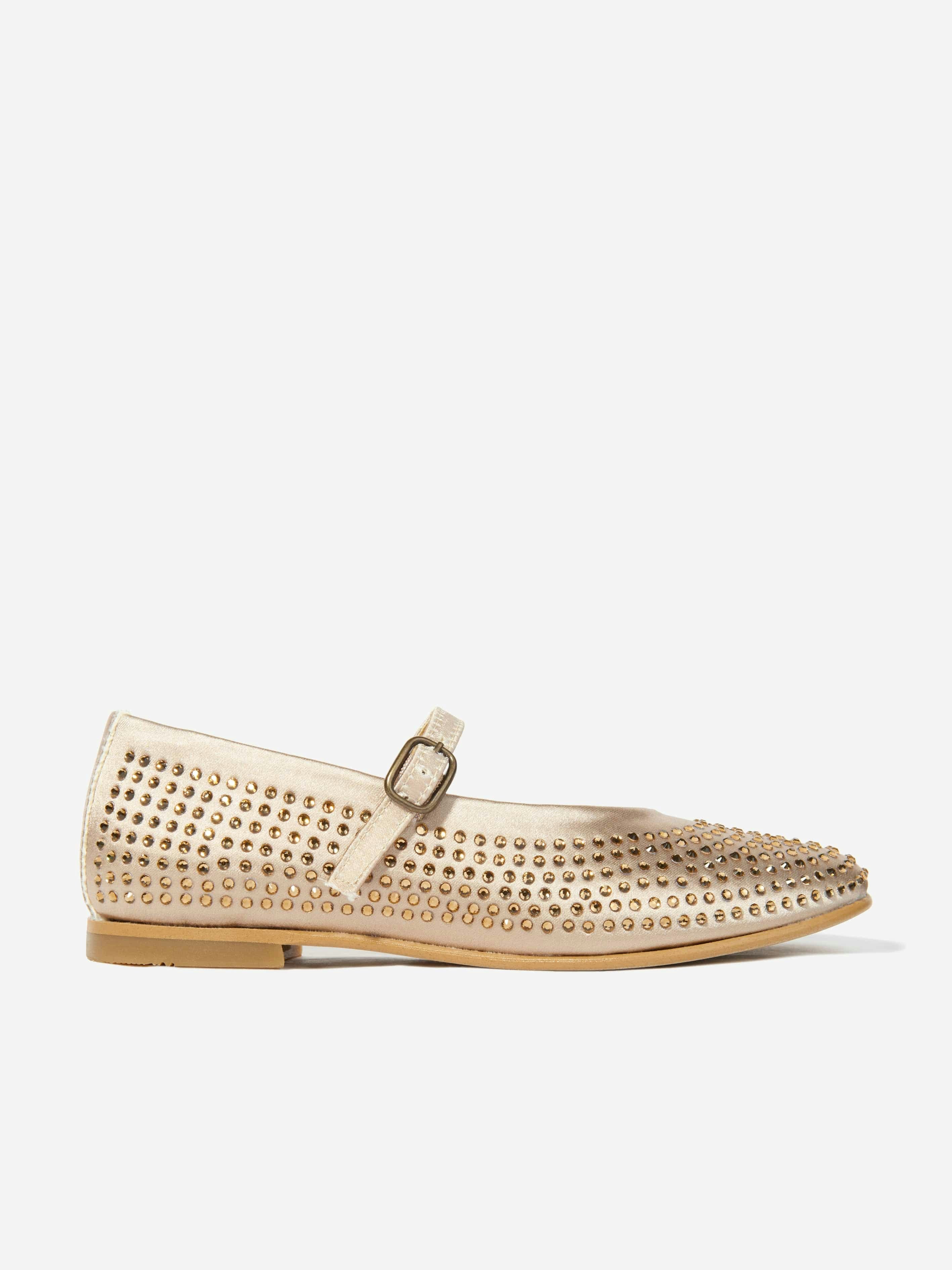 Andanines Girls Gold Diamante Shoes In - Eu 29 Uk 11