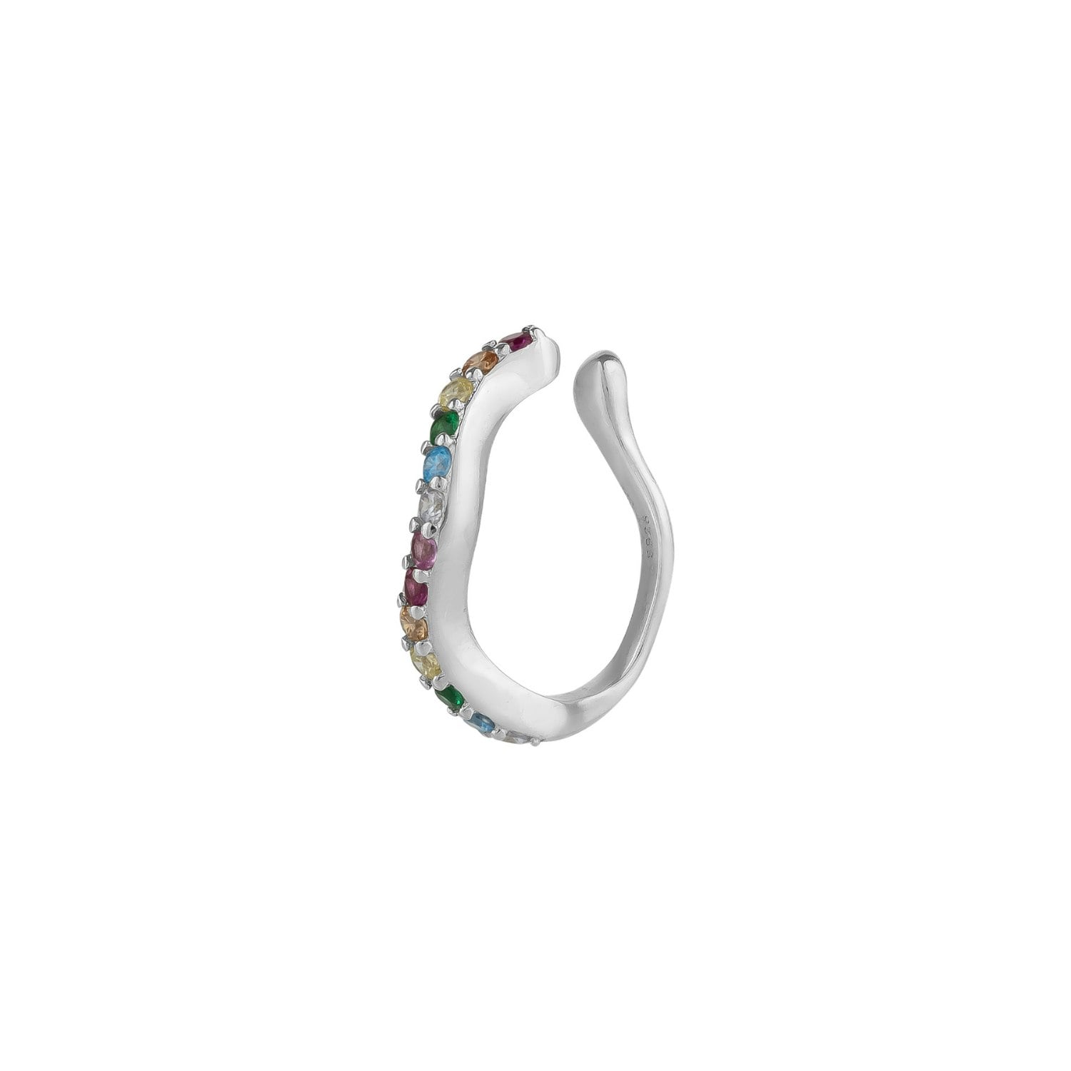 Spero London Silver Molten Rainbow Sterling Ear Cuff - Single