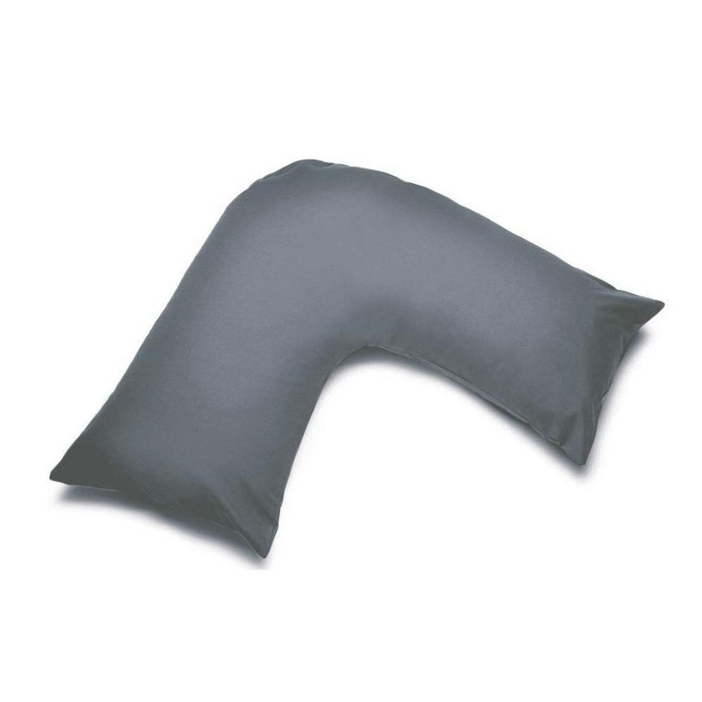Rackhams Grey Easycare Percale V-Shaped Orthopaedic Pillowcase - One Size - 50% Cotton/50% Polyester