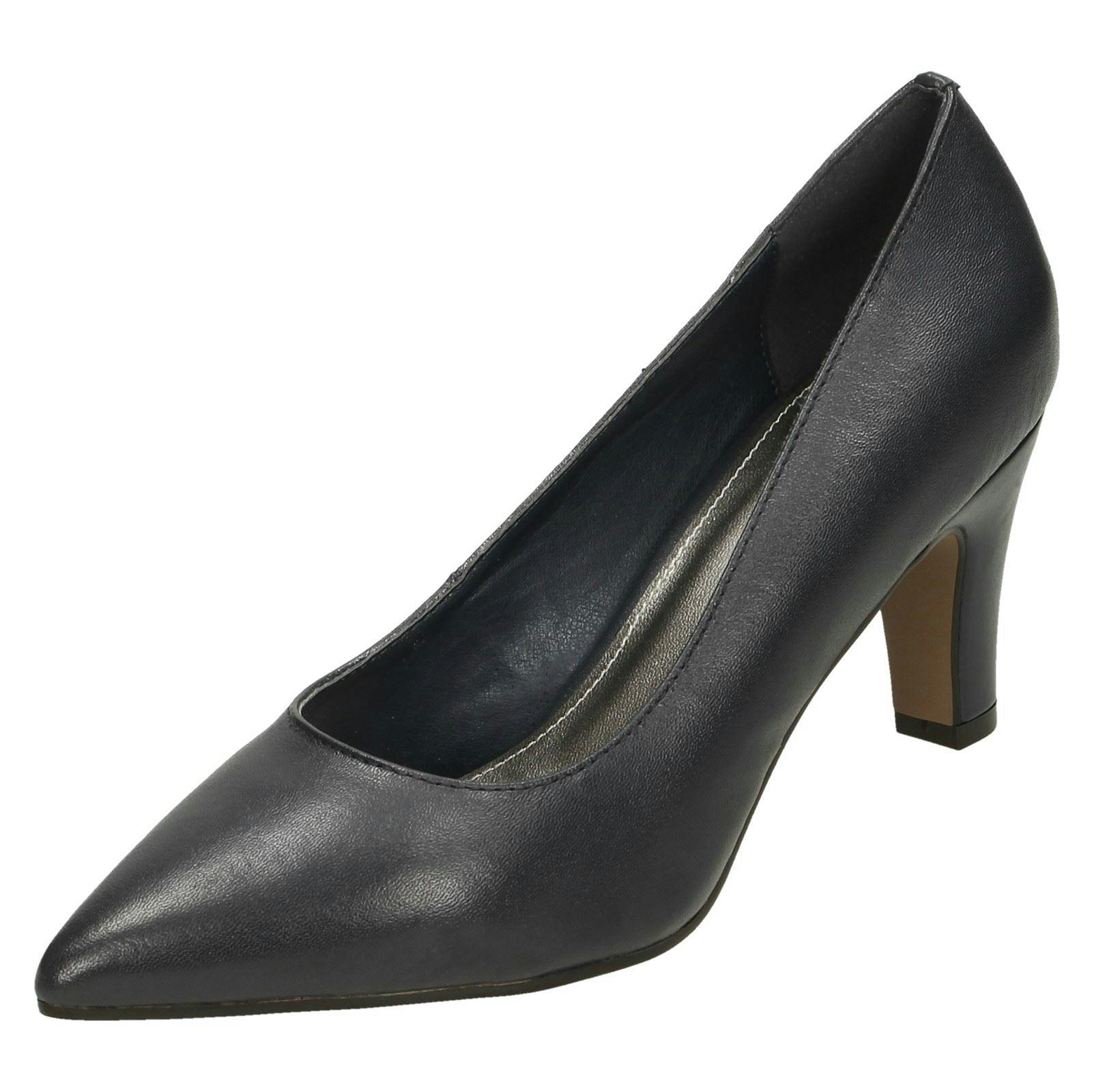 Leather Collection Women's Court Shoes - Navy - Uk 6