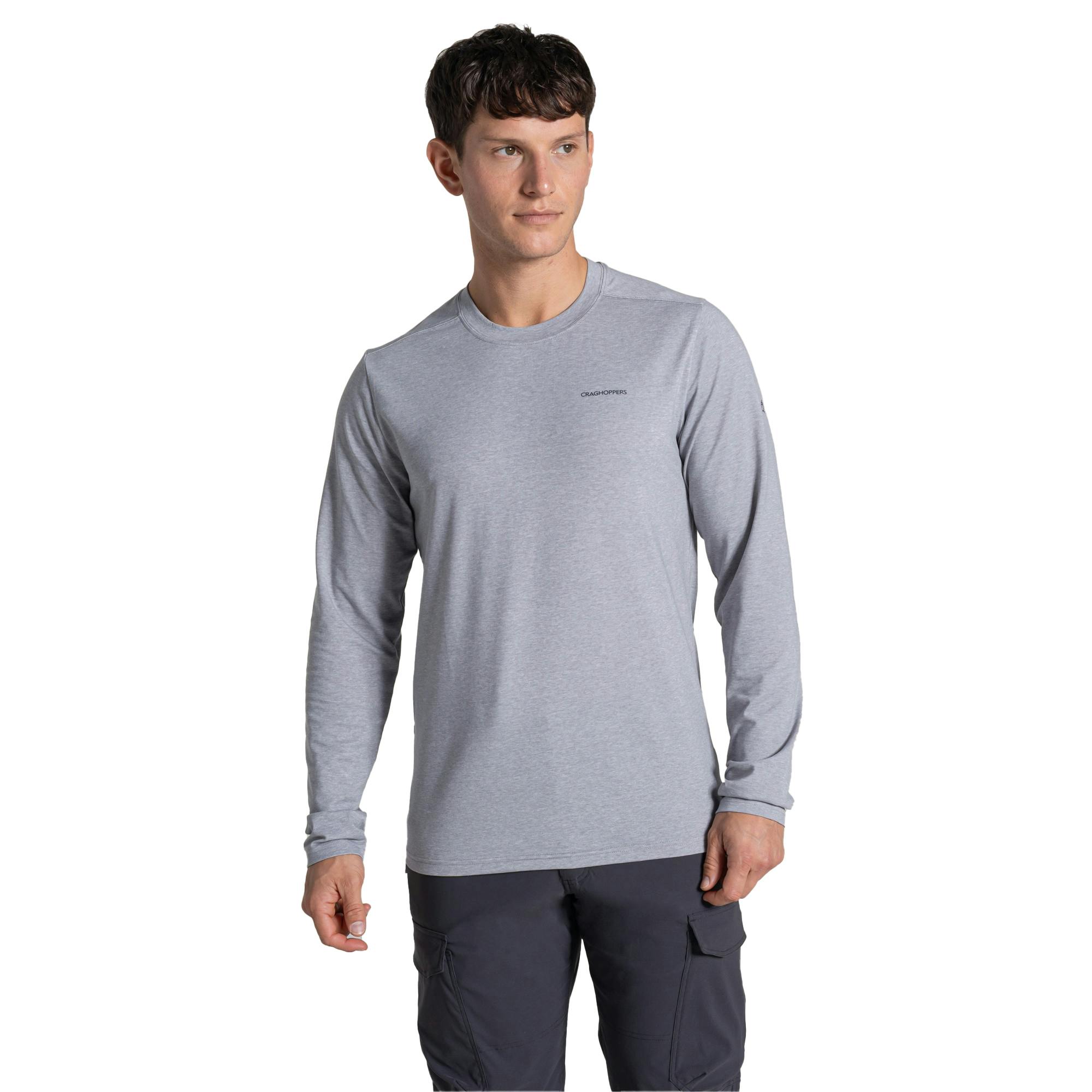 Craghoppers Men's Grey Abel Nosilife Long-Sleeved T-Shirt - Soft Marl - Xxl - Soft Marl - 74% Recycled Polyester/22% Cotton/4% Elastane